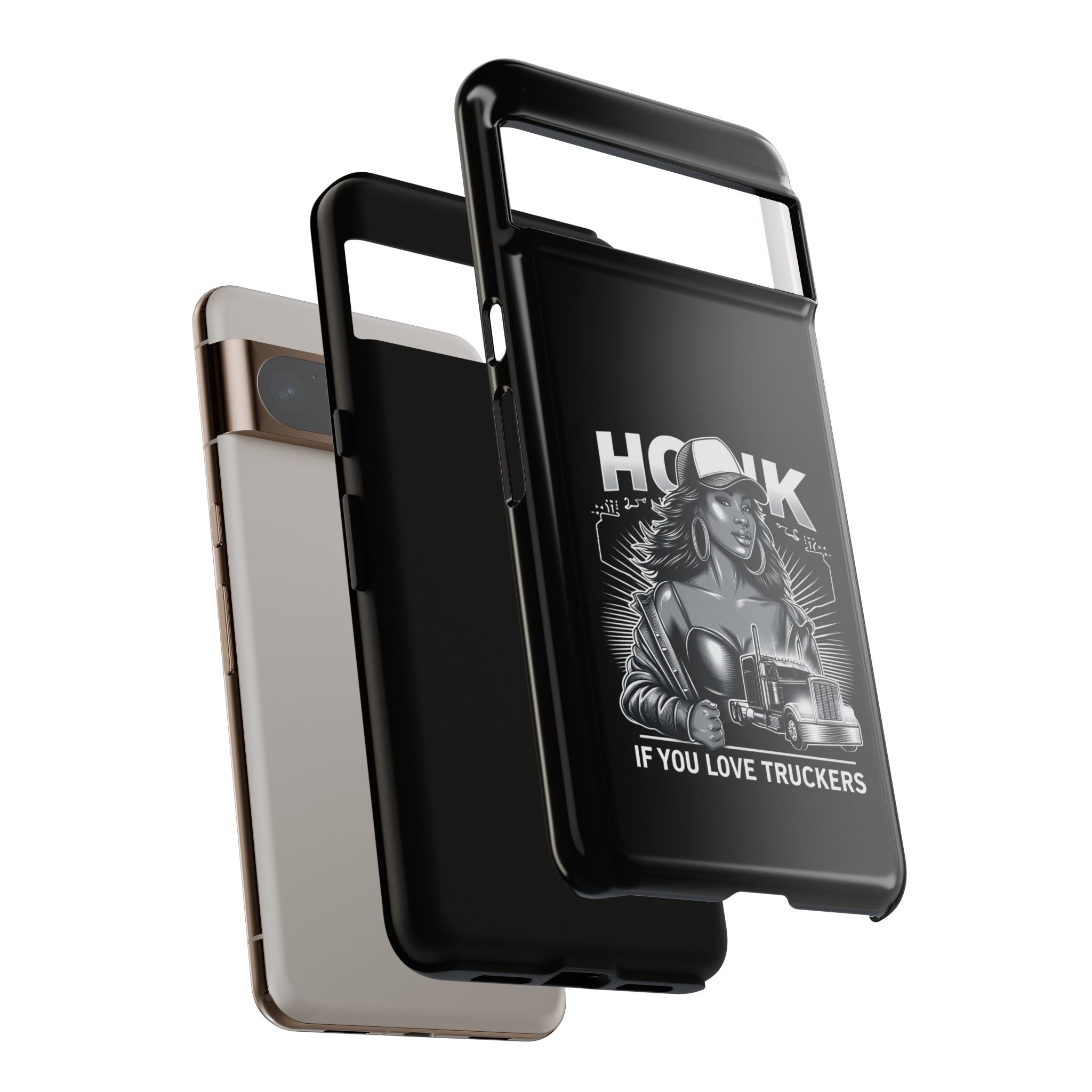 Phone Case — 'Honk' Trucker Girl Retro Semi Truck Protective Case
