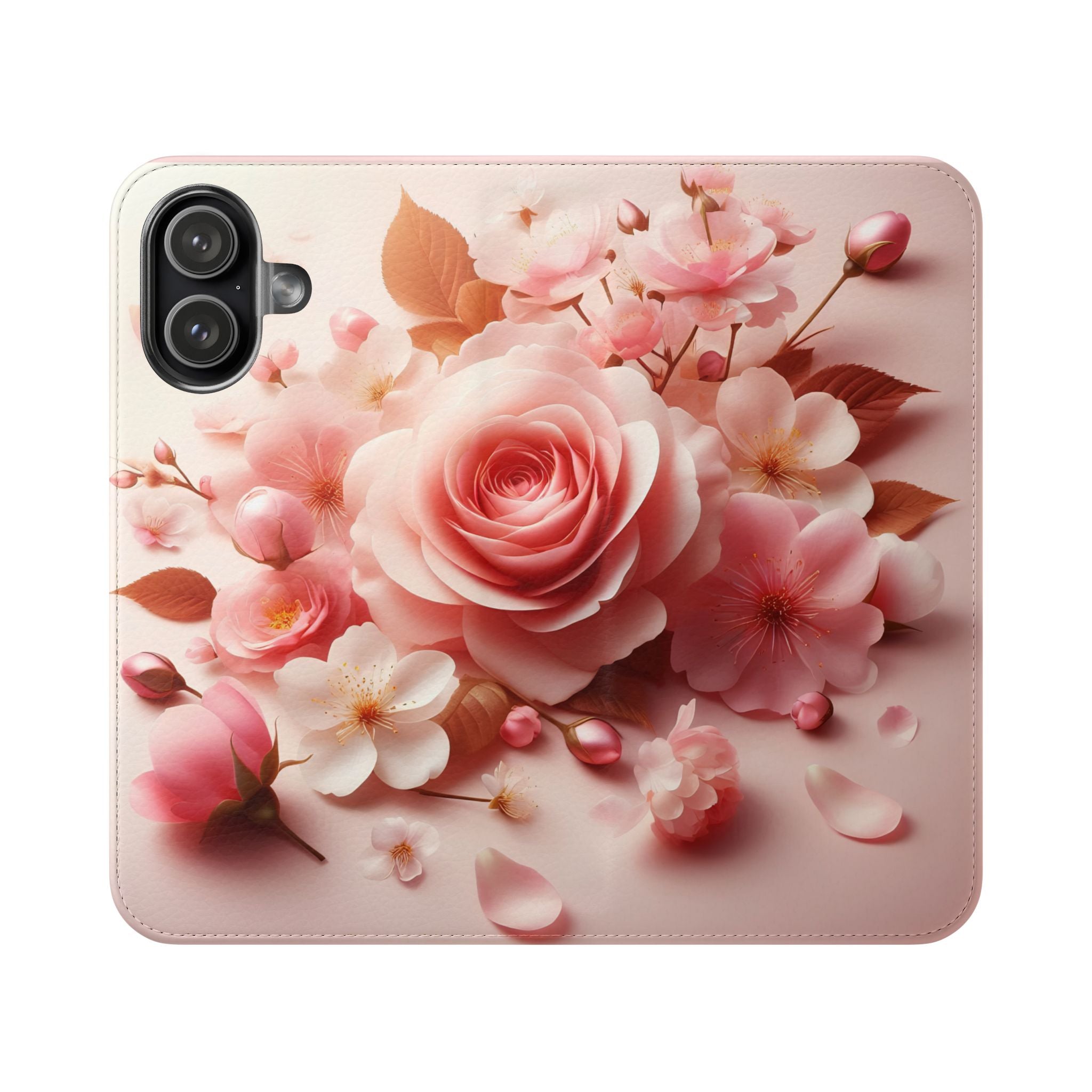 Floral Rose Flip Case — Pink Blossom Wallet Phone Cover