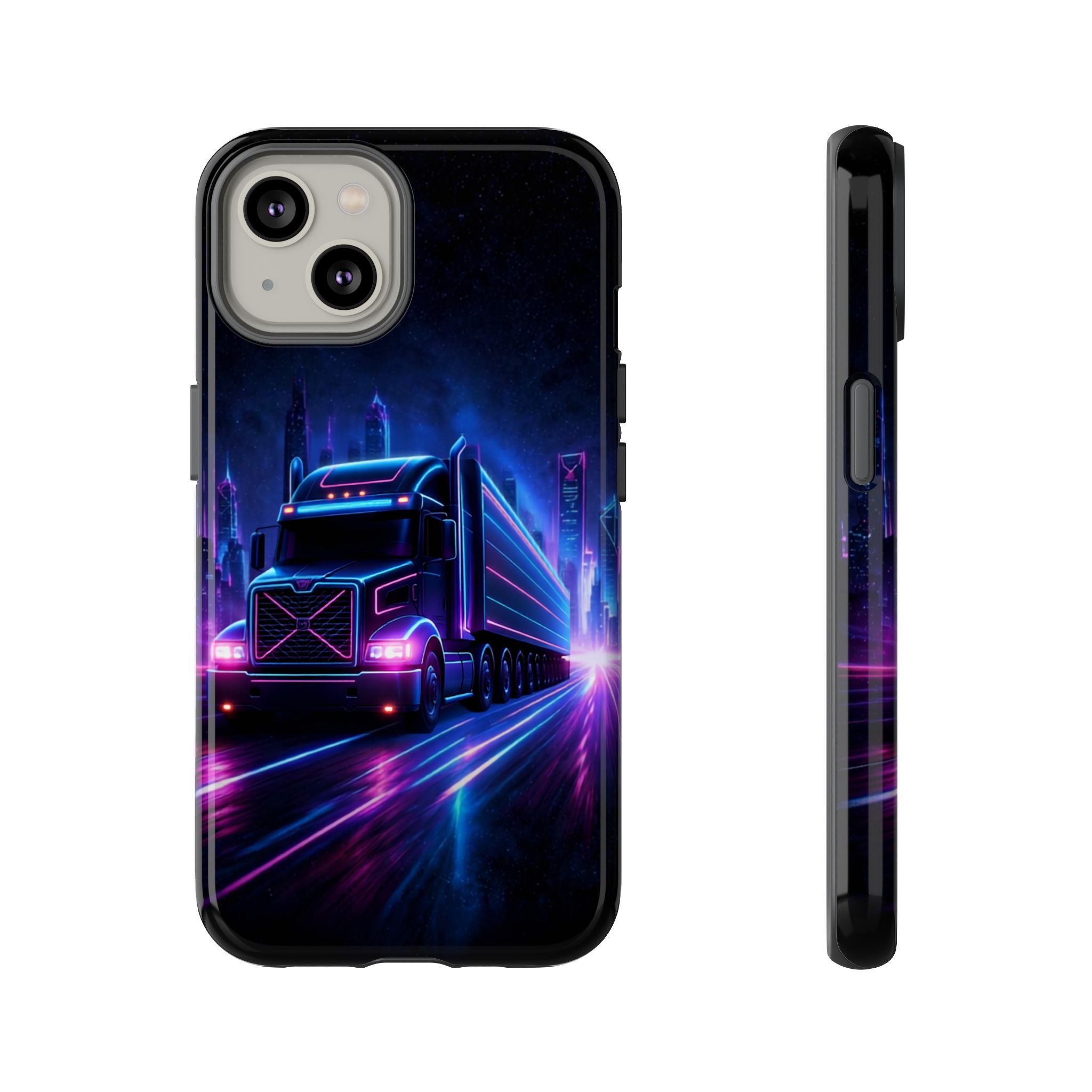 Neon Retro Rig Phone Case — Trucker Semi Truck Nightscape Protective Case