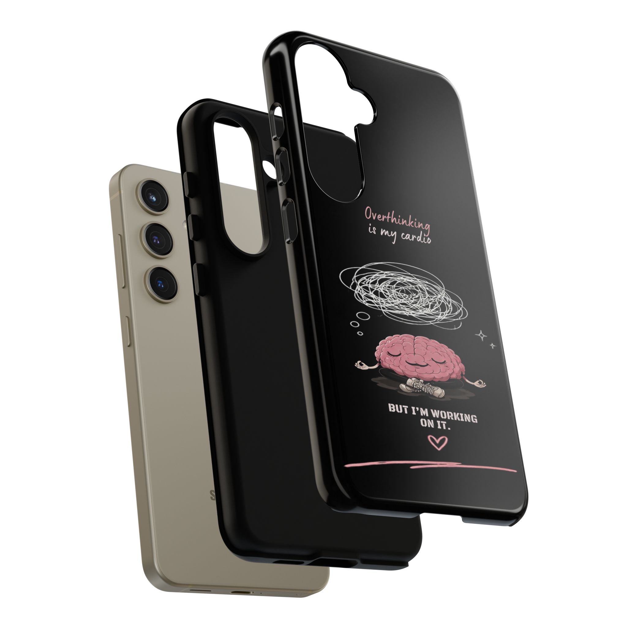 Phone Case — "Overthinking Is My Cardio" Cute Meditating Brain Protective Case
