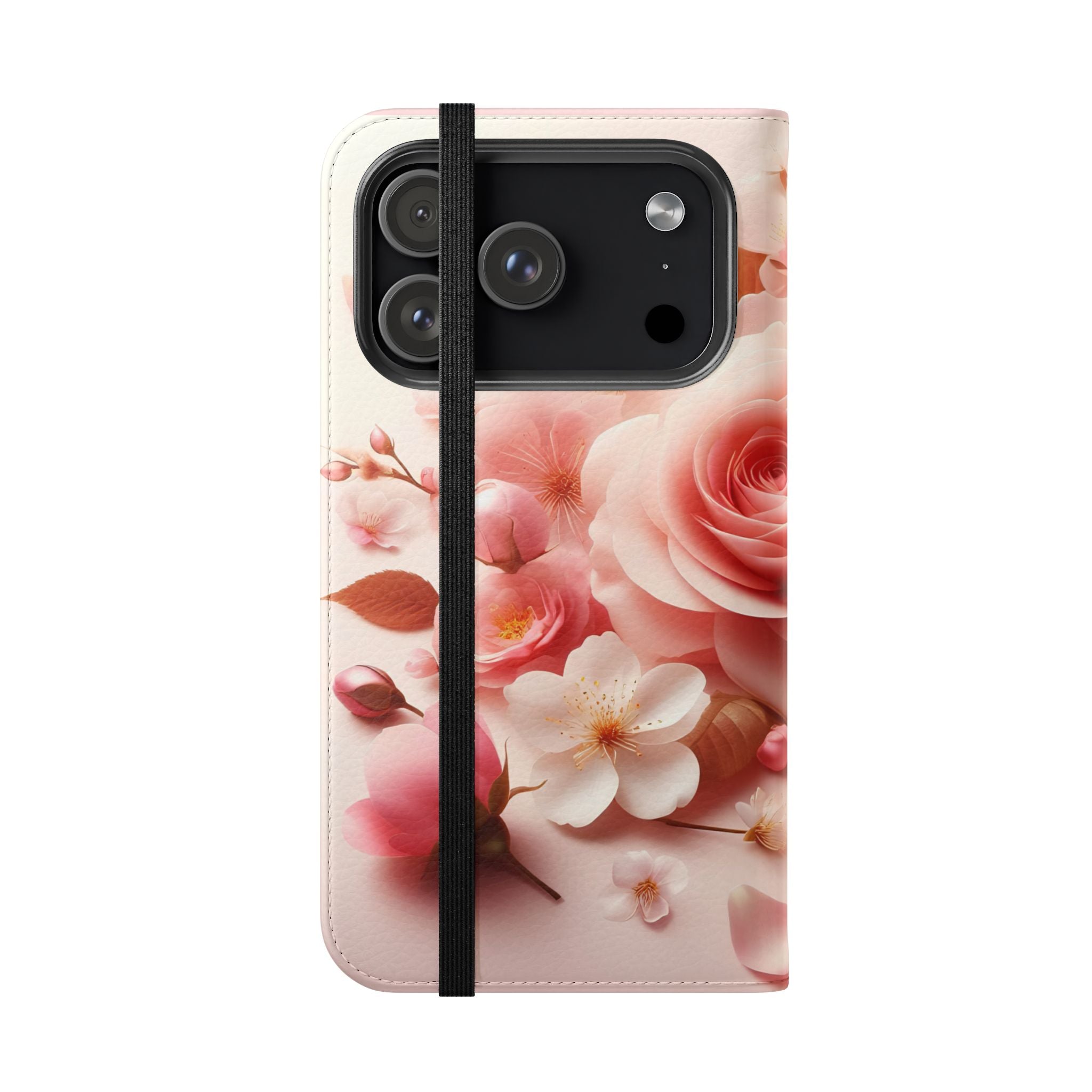 Floral Rose Flip Case — Pink Blossom Wallet Phone Cover