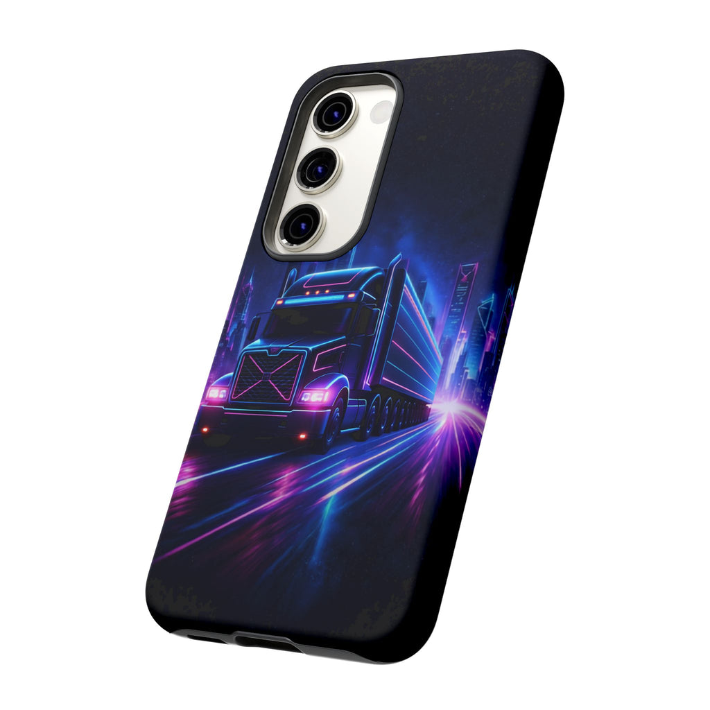 Neon Retro Rig Phone Case — Trucker Semi Truck Nightscape Protective Case