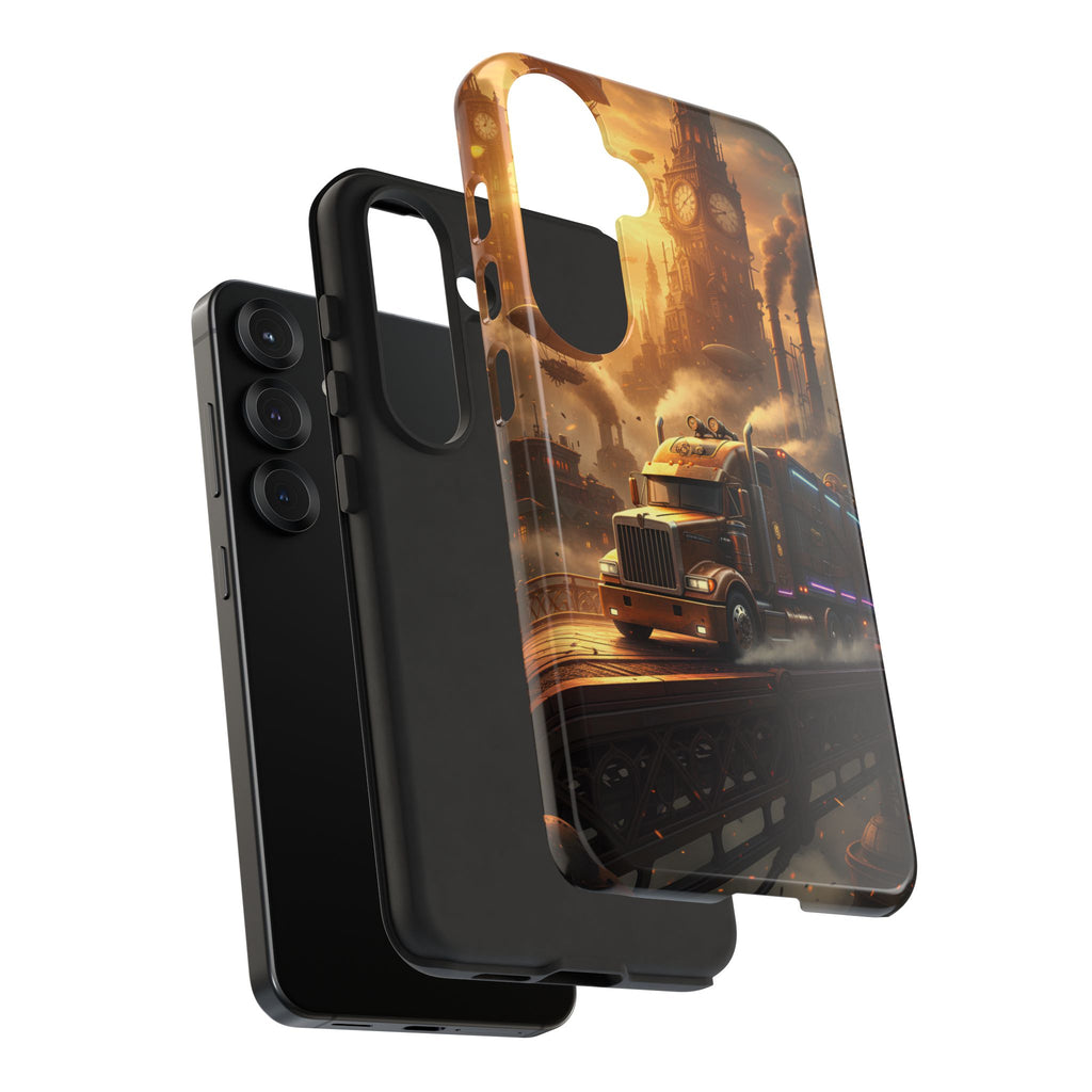 Steampunk Freightliner Phone Case — Rugged Trucking Cityscape iPhone Cover