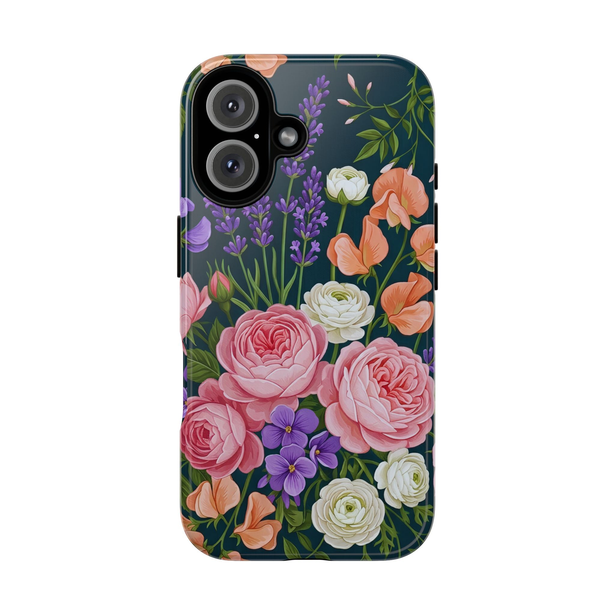 Floral Bouquet Phone Case — Vintage Roses & Lavender Protective Cover