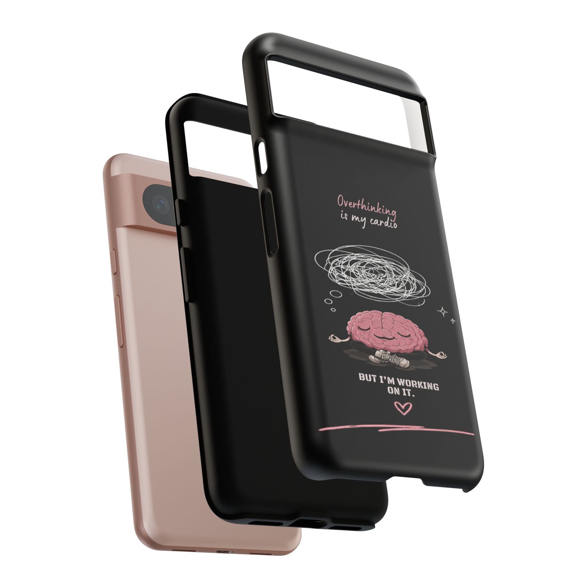 Phone Case — "Overthinking Is My Cardio" Cute Meditating Brain Protective Case