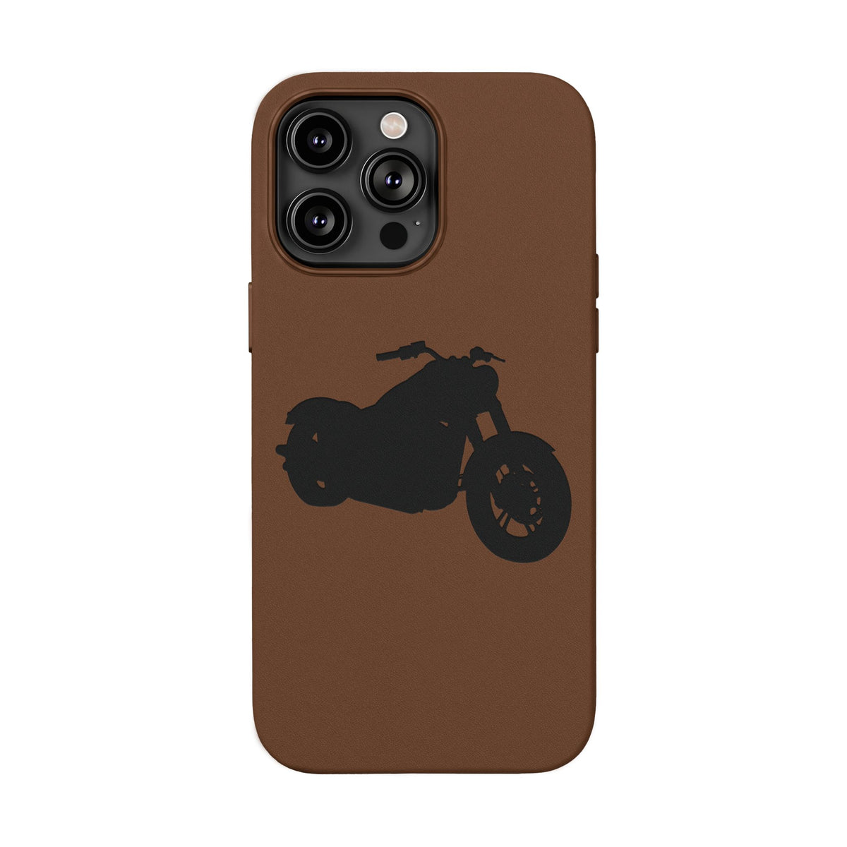 Engraved PU Leather Phone Case — Motorcycle Silhouette