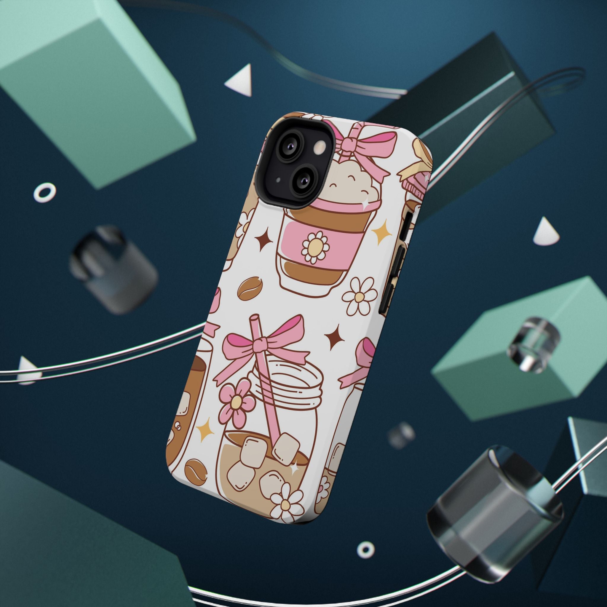 Cute Pink Coffee & Latte Pattern Impact Phone Case