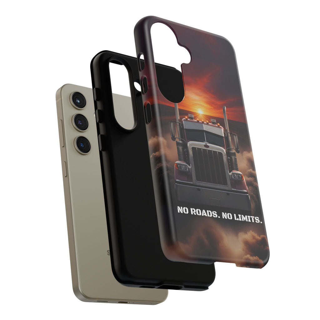 Truck Phone Case — "No Roads. No Limits." Sunset Semi Truck Protective Case