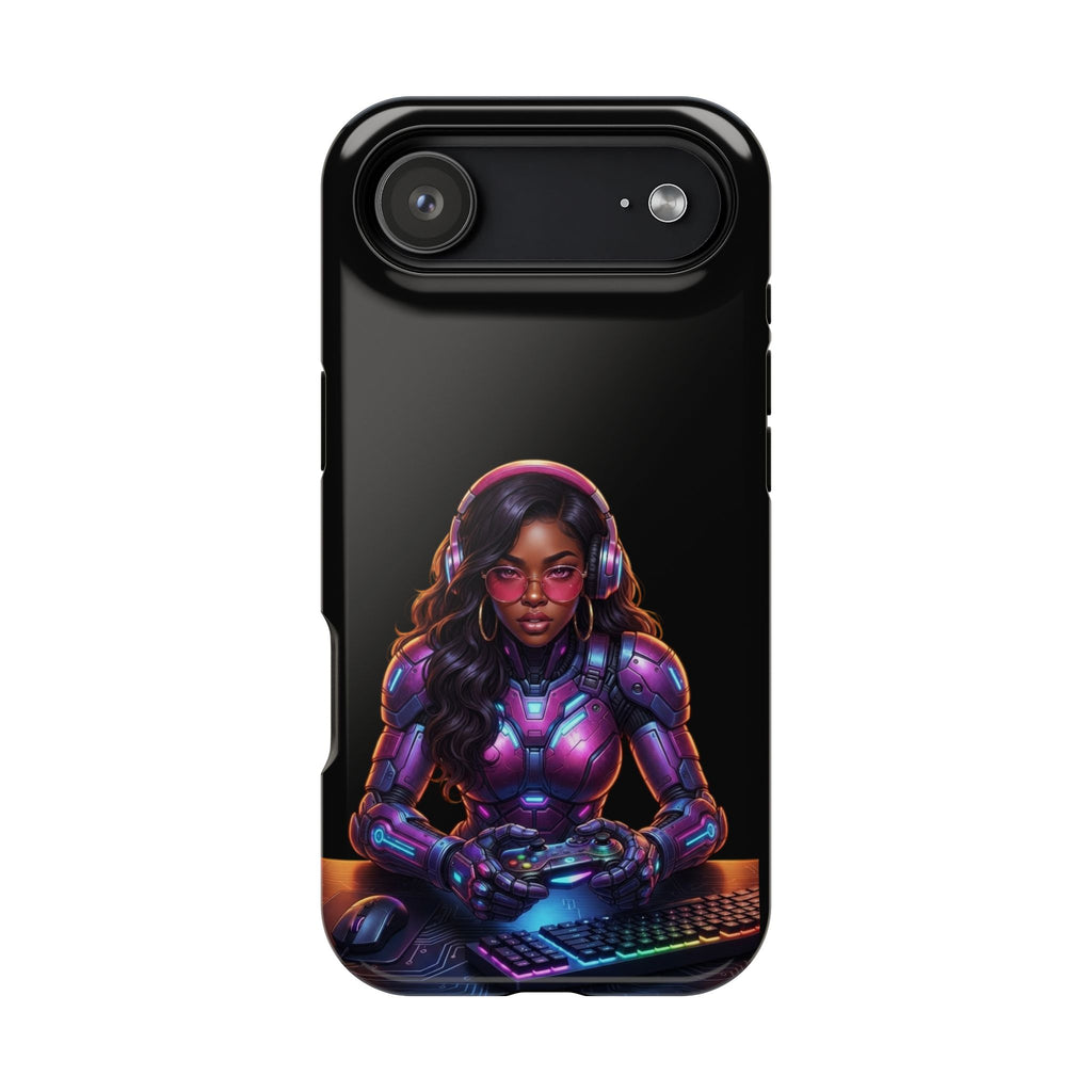 Gamer Girl Cyber Armor Phone Case — Impact‑Resistant Protective Cover