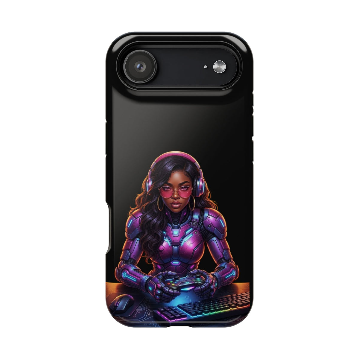 Gamer Girl Cyber Armor Phone Case — Impact‑Resistant Protective Cover
