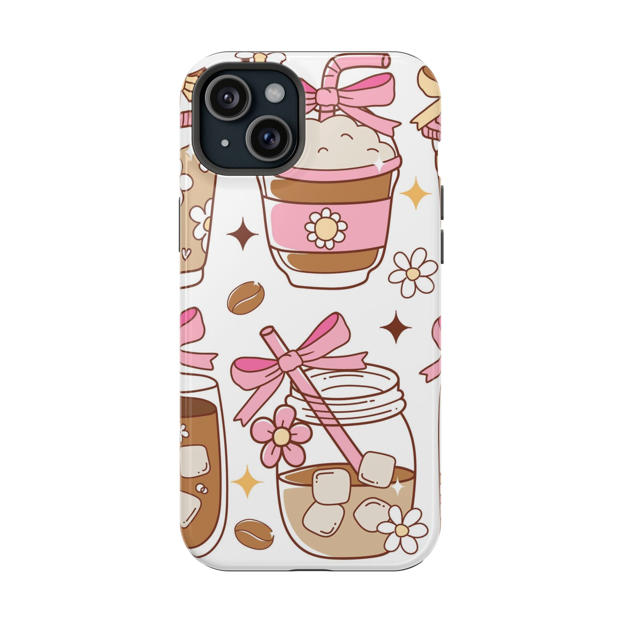 Cute Pink Coffee & Latte Pattern Impact Phone Case