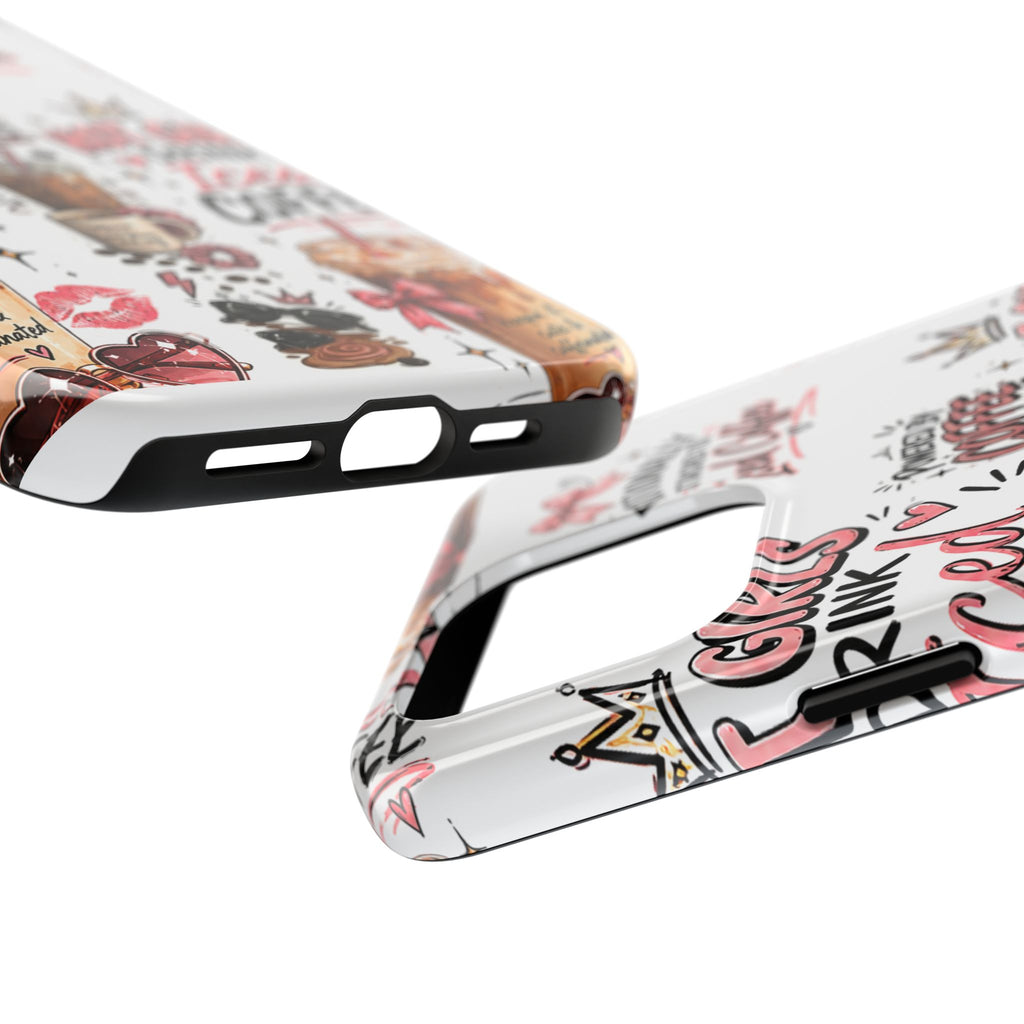 Iced Coffee Pattern Phone Case – "Powered by Coffee & Chaos" Tough Protective Case