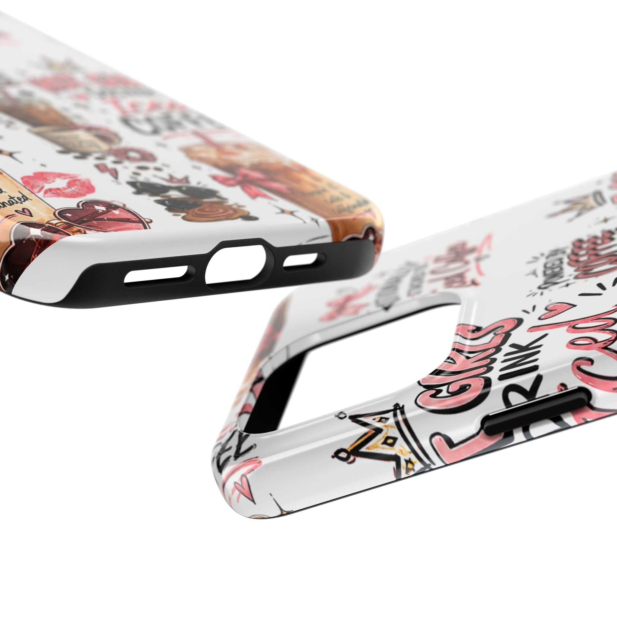 Iced Coffee Pattern Phone Case – "Powered by Coffee & Chaos" Tough Protective Case
