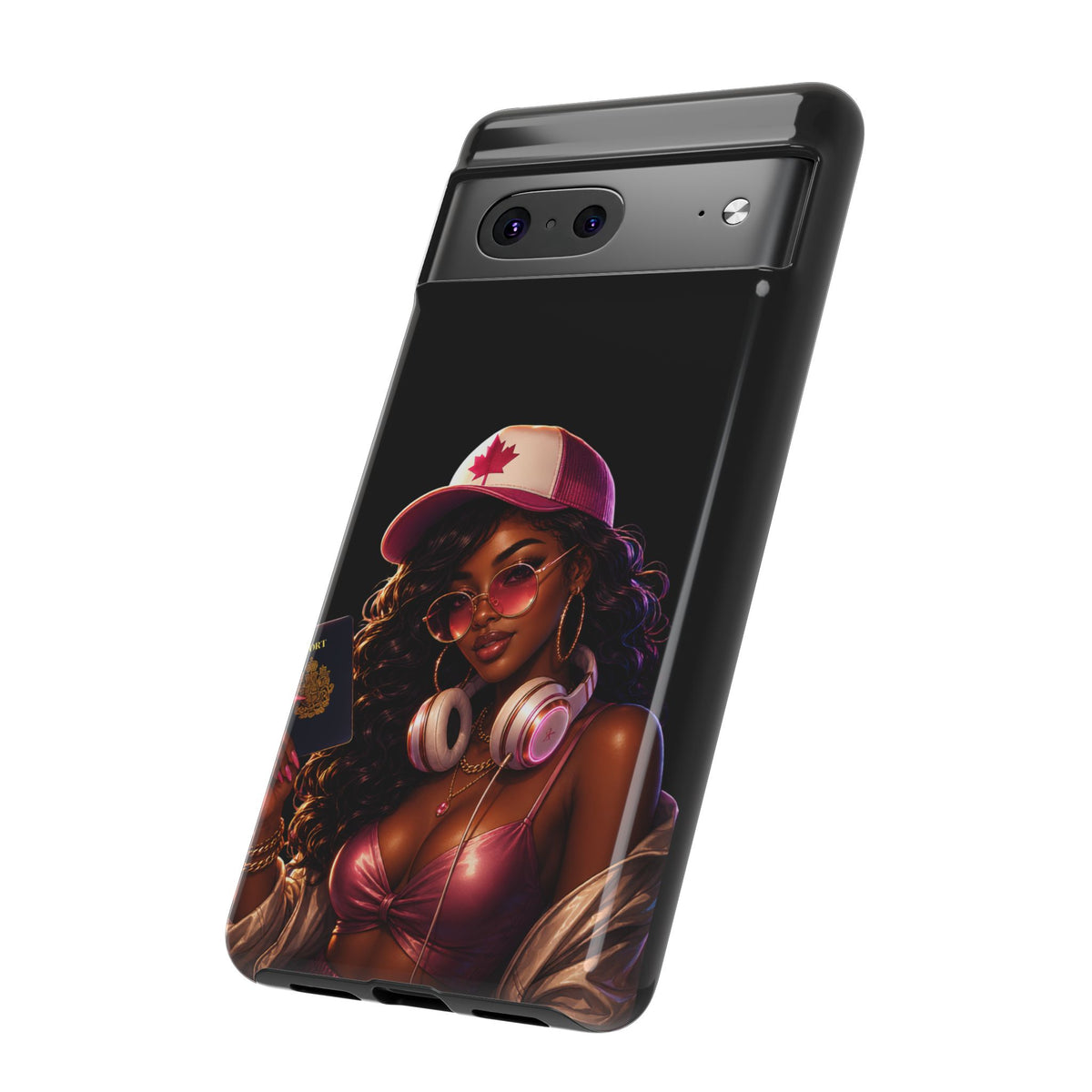 Phone Case - Cool Urban Woman with Headphones & Maple Hat