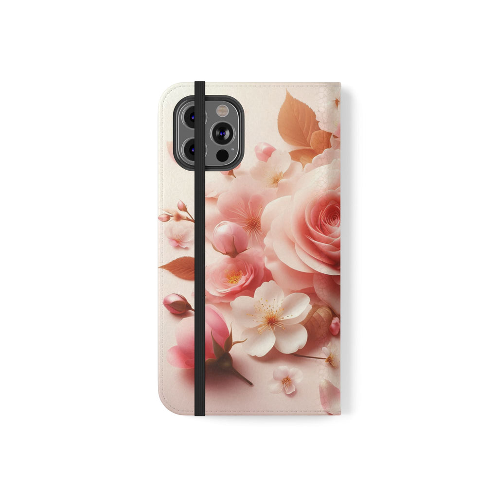 Floral Rose Flip Case — Pink Blossom Wallet Phone Cover