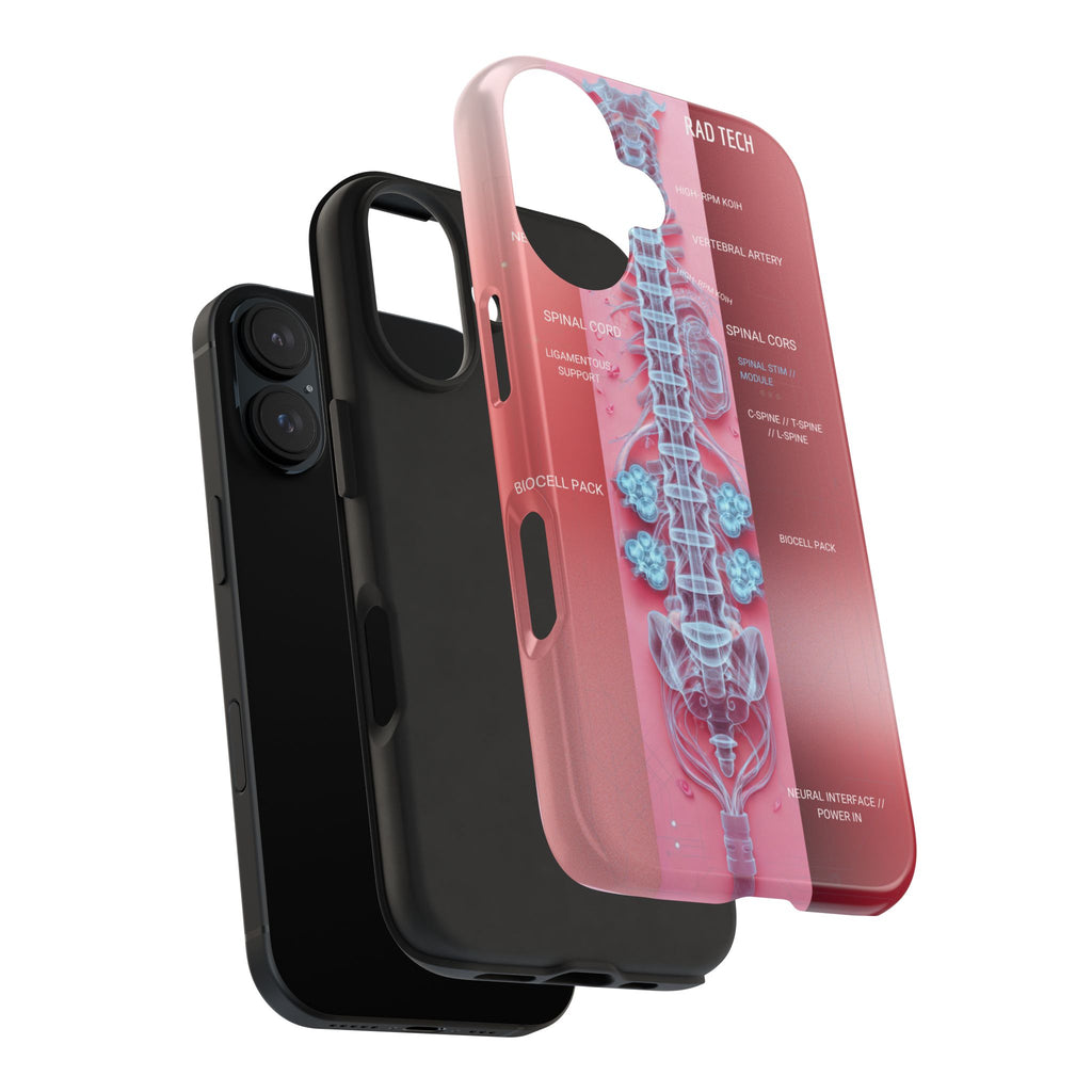 Anatomical Spine Tough Phone Case — Medical X-Ray Design, ‘Spinal Cord’ Labelled