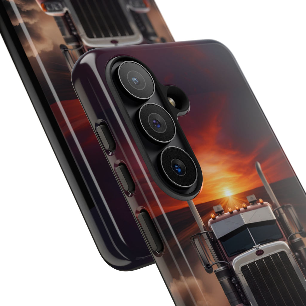 Truck Phone Case — "No Roads. No Limits." Sunset Semi Truck Protective Case