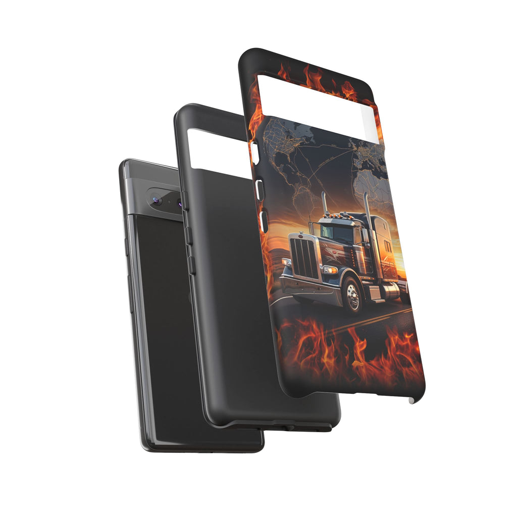 Truck Flames Phone Case — Bold Semi-Truck Globe Design
