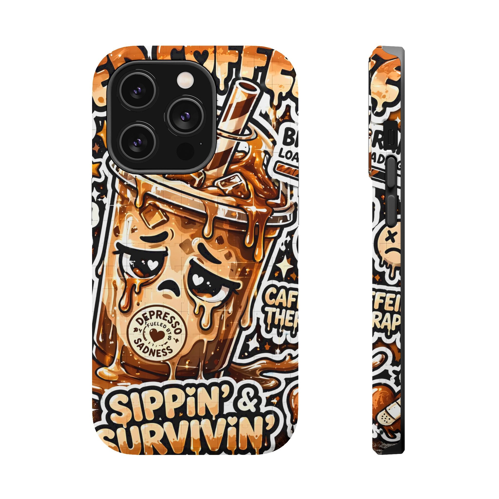 Iced Coffee Phone Case — “Sippin' & Survivin'” Magnetic Impact-Resistant Case