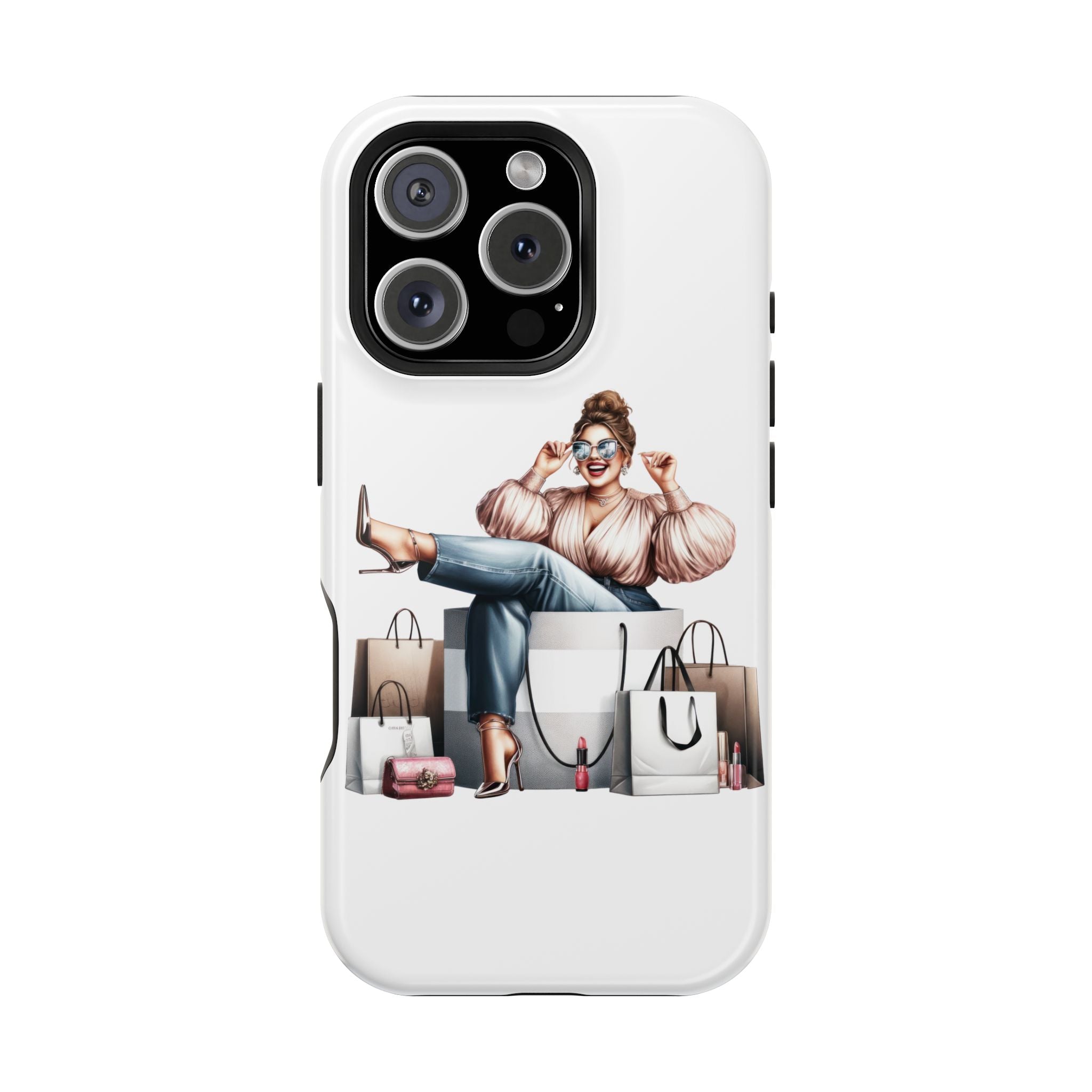 Magnetic Impact-Resistant Case — Luxury Shopper Goddess on Clouds Phone Cover