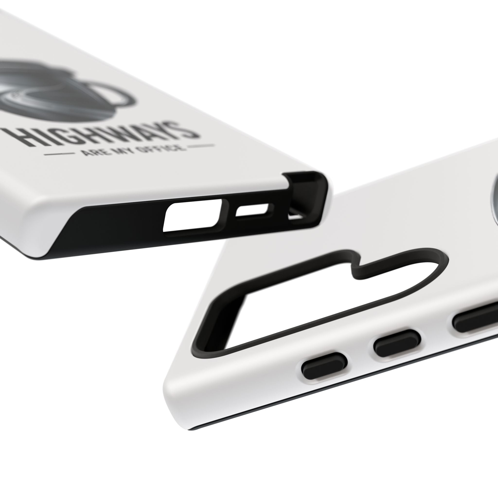 Hard Shell Phone Case — “Highways Are My Office” Travel Coffee Design