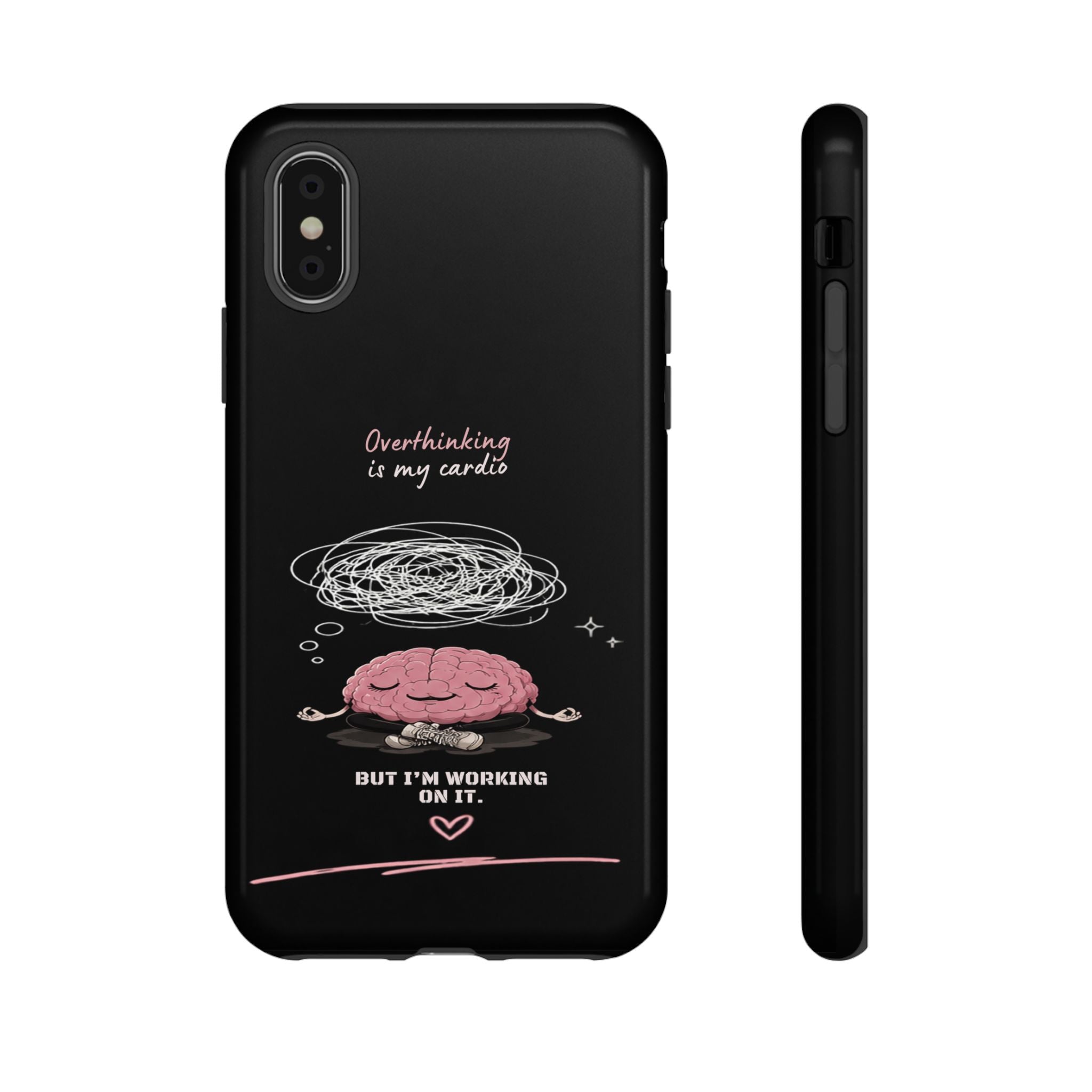 Phone Case — "Overthinking Is My Cardio" Cute Meditating Brain Protective Case