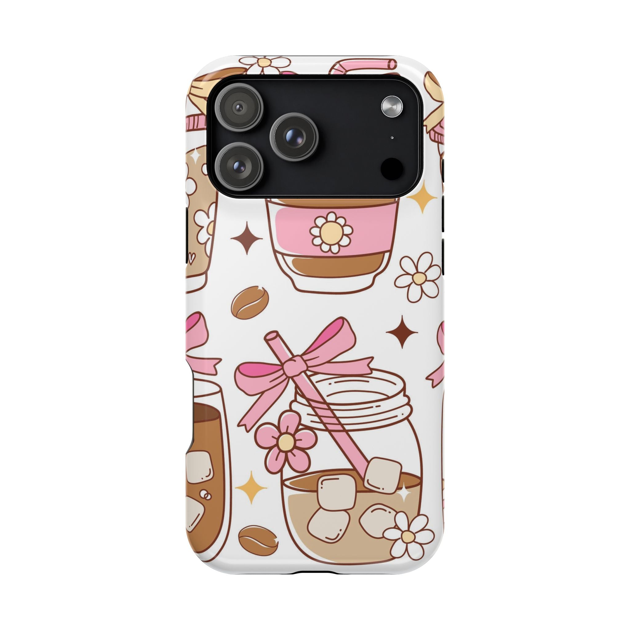 Cute Pink Coffee & Latte Pattern Impact Phone Case