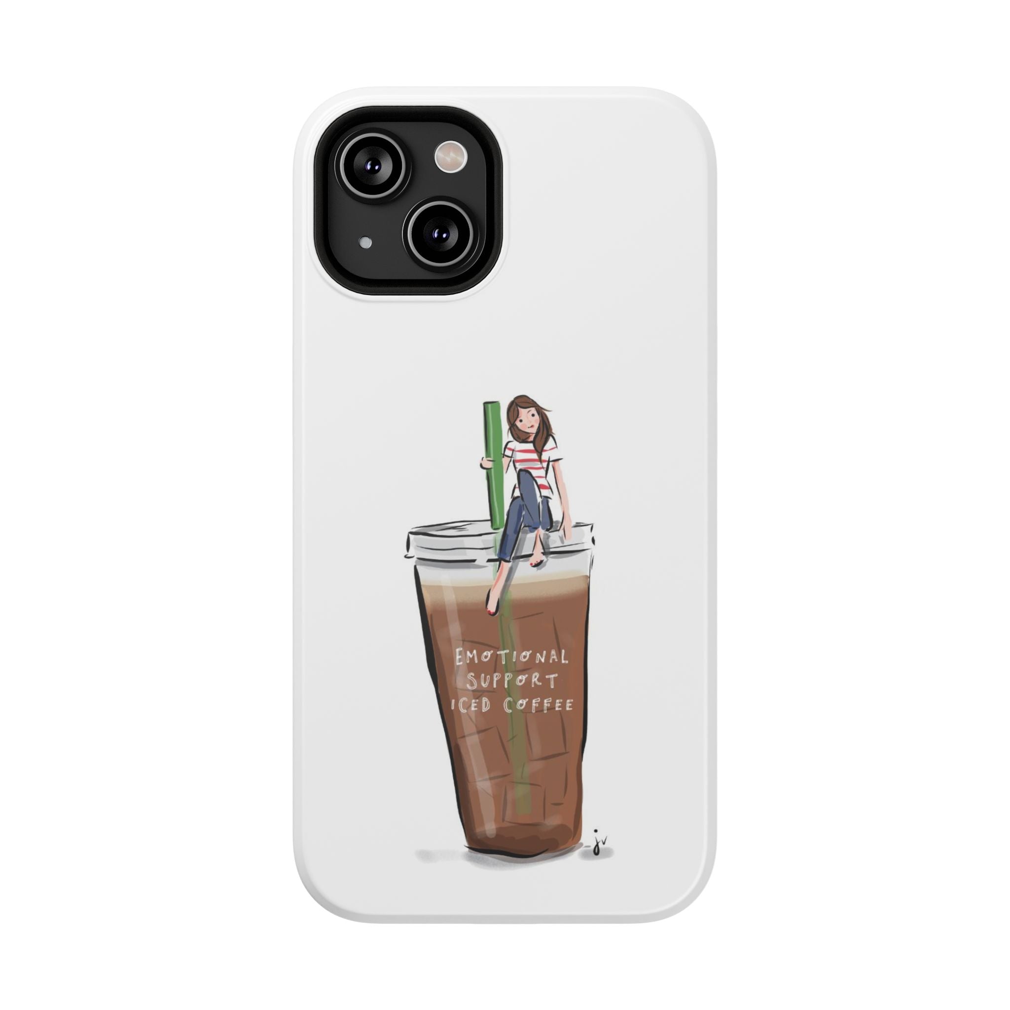 Iced Coffee & Me Phone Case — Cute Illustration 'Emotional Support Iced Coffee' Impact-Resistant Case