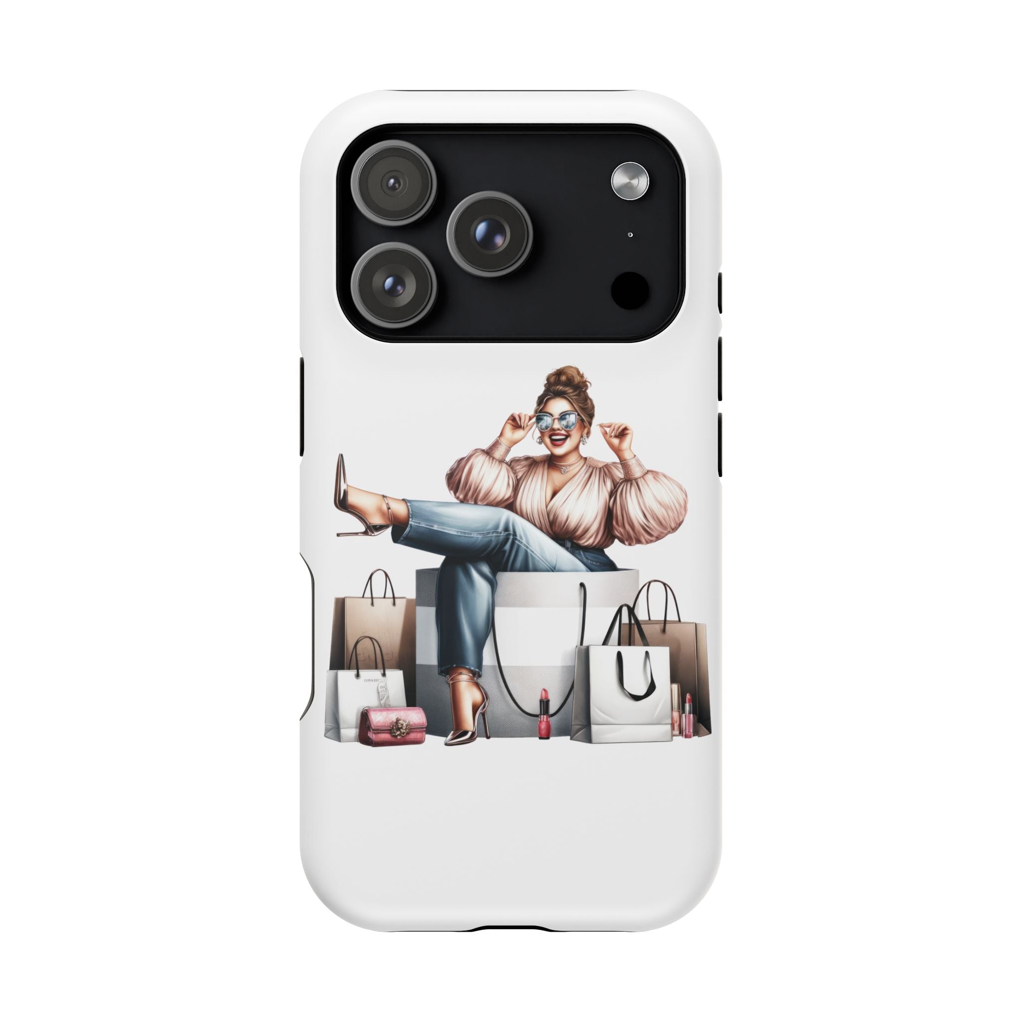Magnetic Impact-Resistant Case — Luxury Shopper Goddess on Clouds Phone Cover