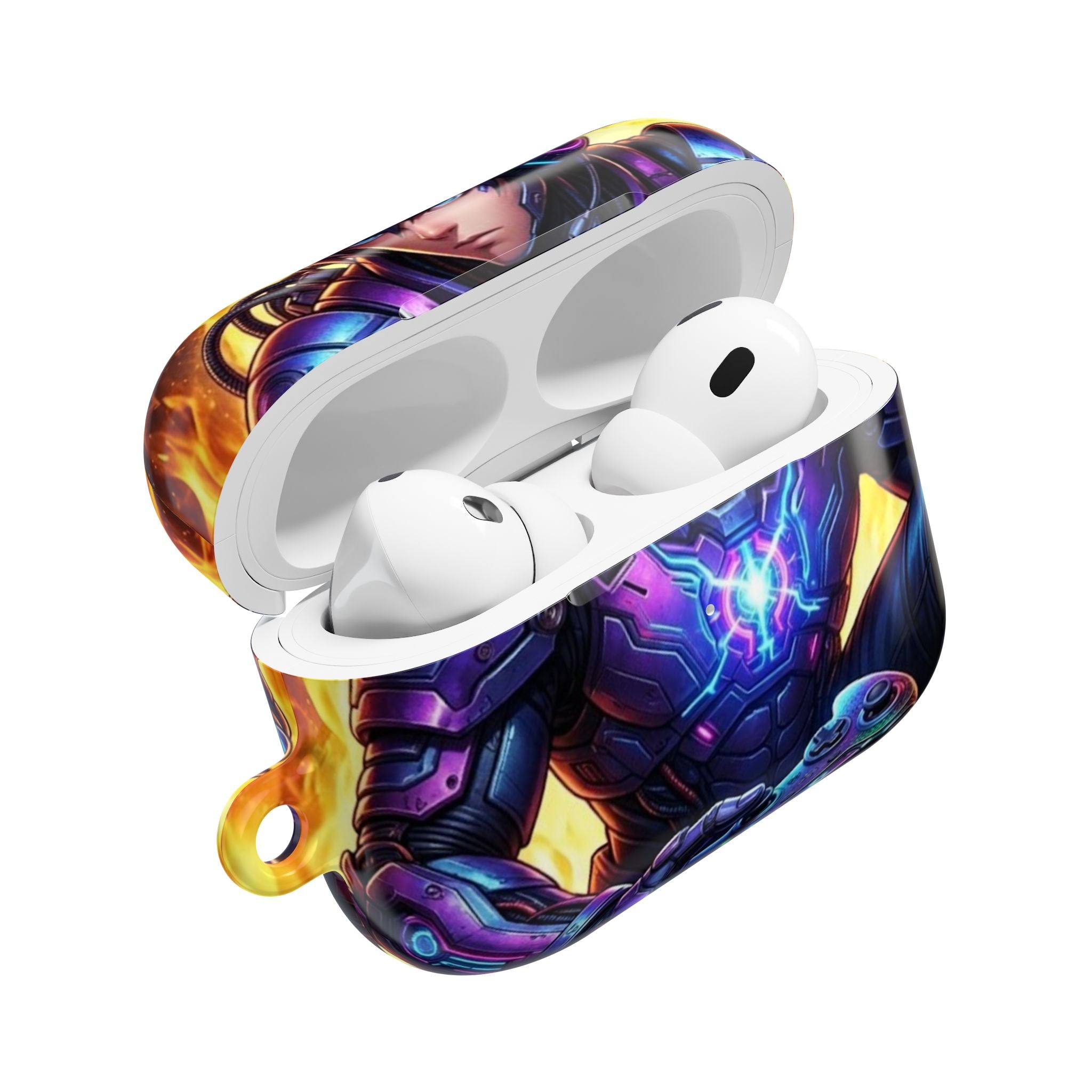 Gamer Anime AirPod Case — Neon Cyber Warrior Design