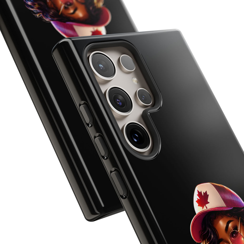 Canadian Vibes Phone Case — Afrobeat Girl with Headphones & Passport Design