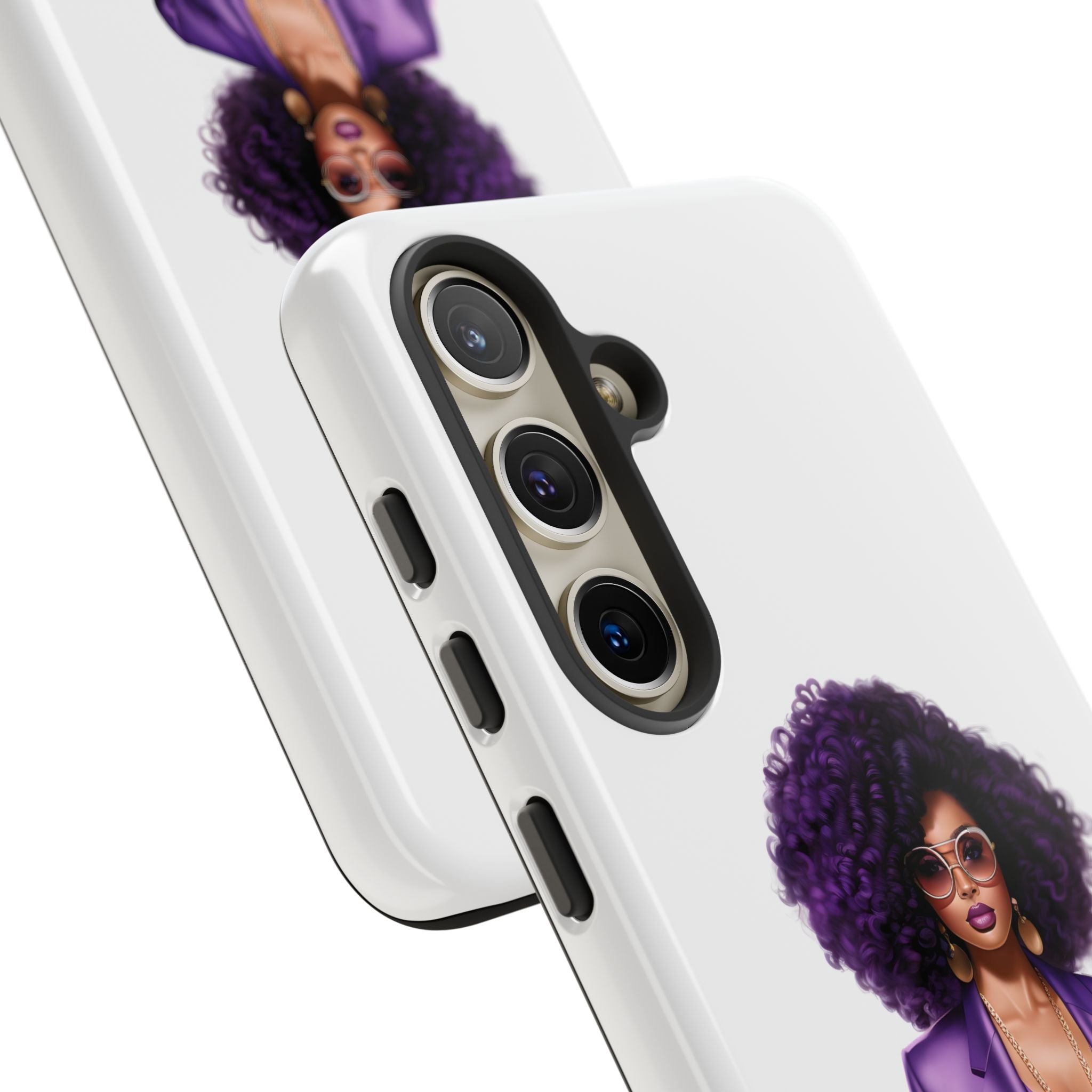 Purple Power Woman Phone Case — Afro Chic Businesswoman Protective Phone Cover