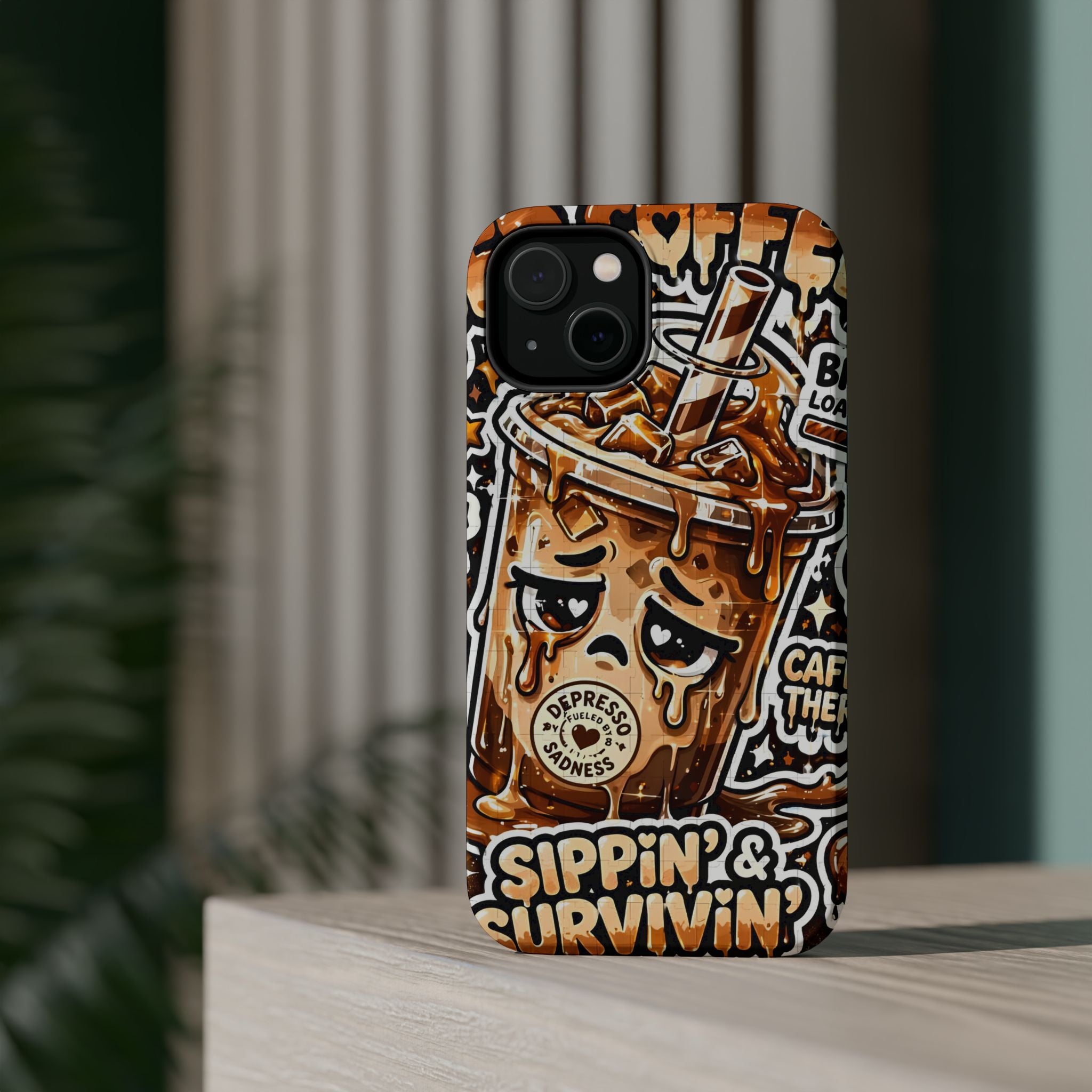Iced Coffee Phone Case — “Sippin' & Survivin'” Magnetic Impact-Resistant Case