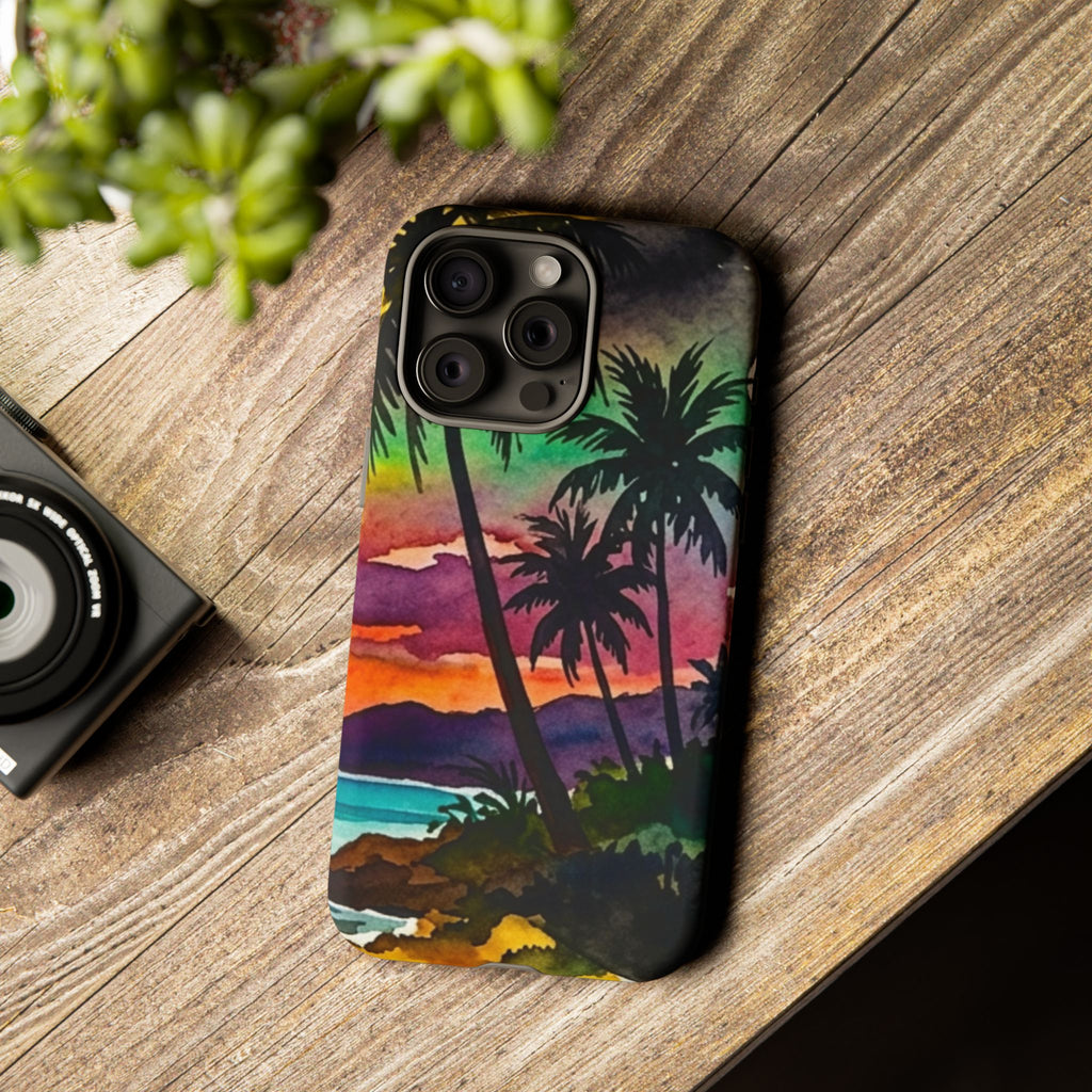Tropical Sunset Phone Case – Palm Tree Beach Protective Cover