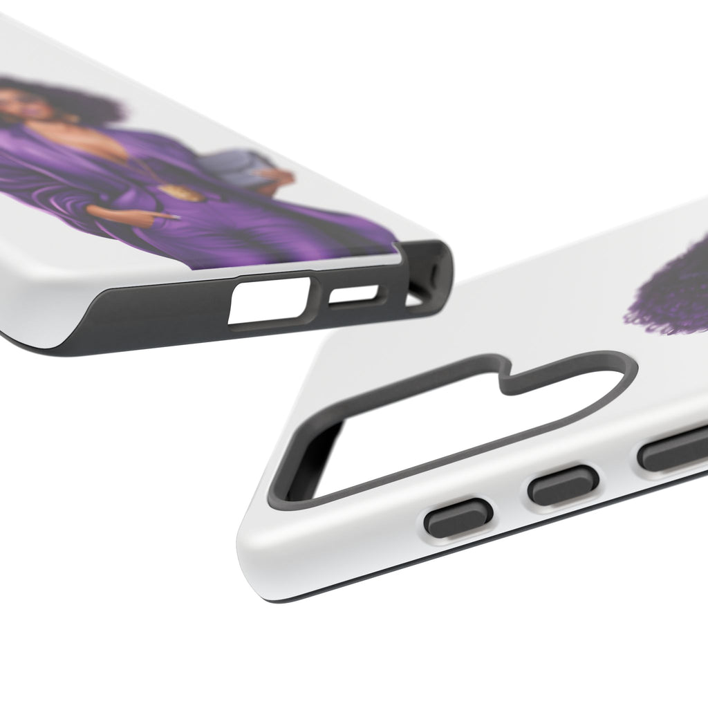 Purple Power Woman Phone Case — Afro Chic Businesswoman Protective Phone Cover