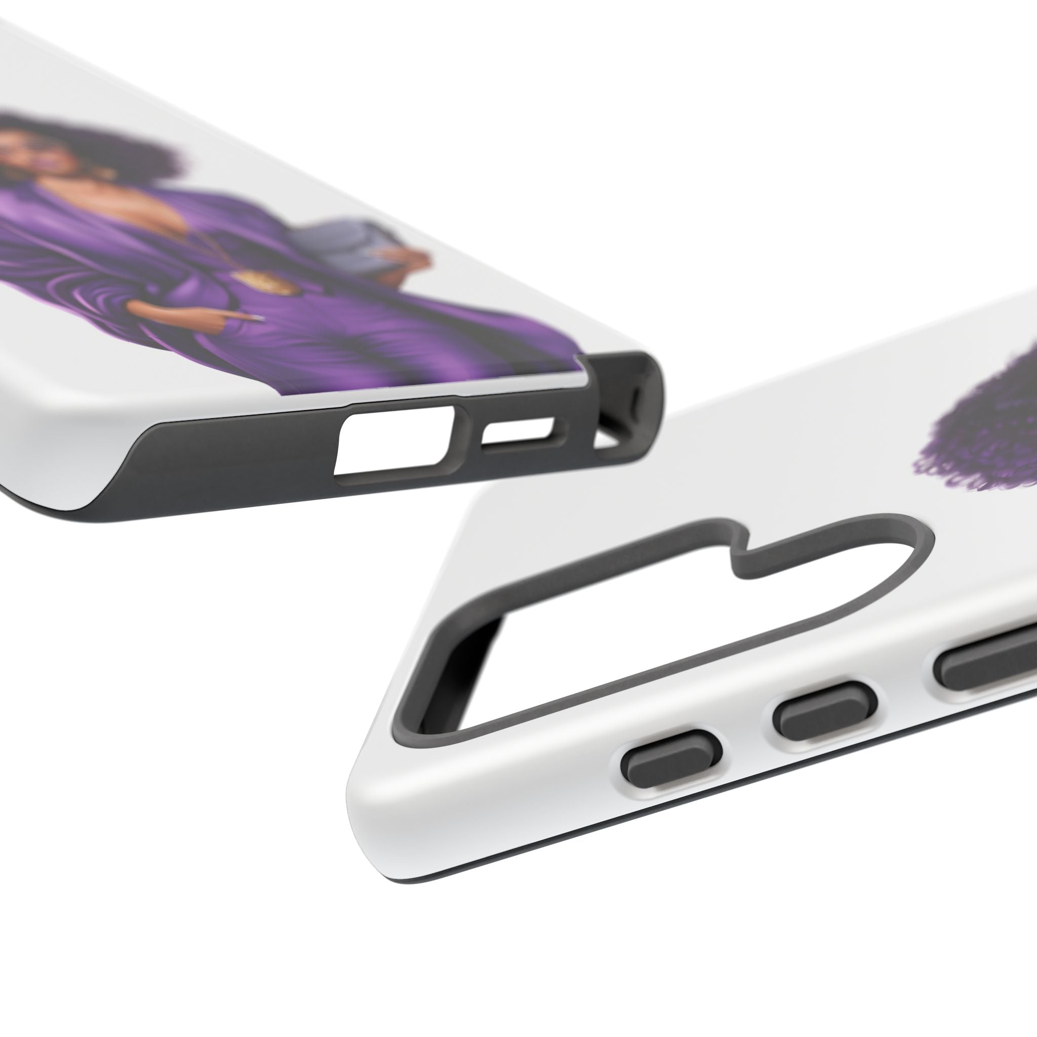 Purple Power Woman Phone Case — Afro Chic Businesswoman Protective Phone Cover