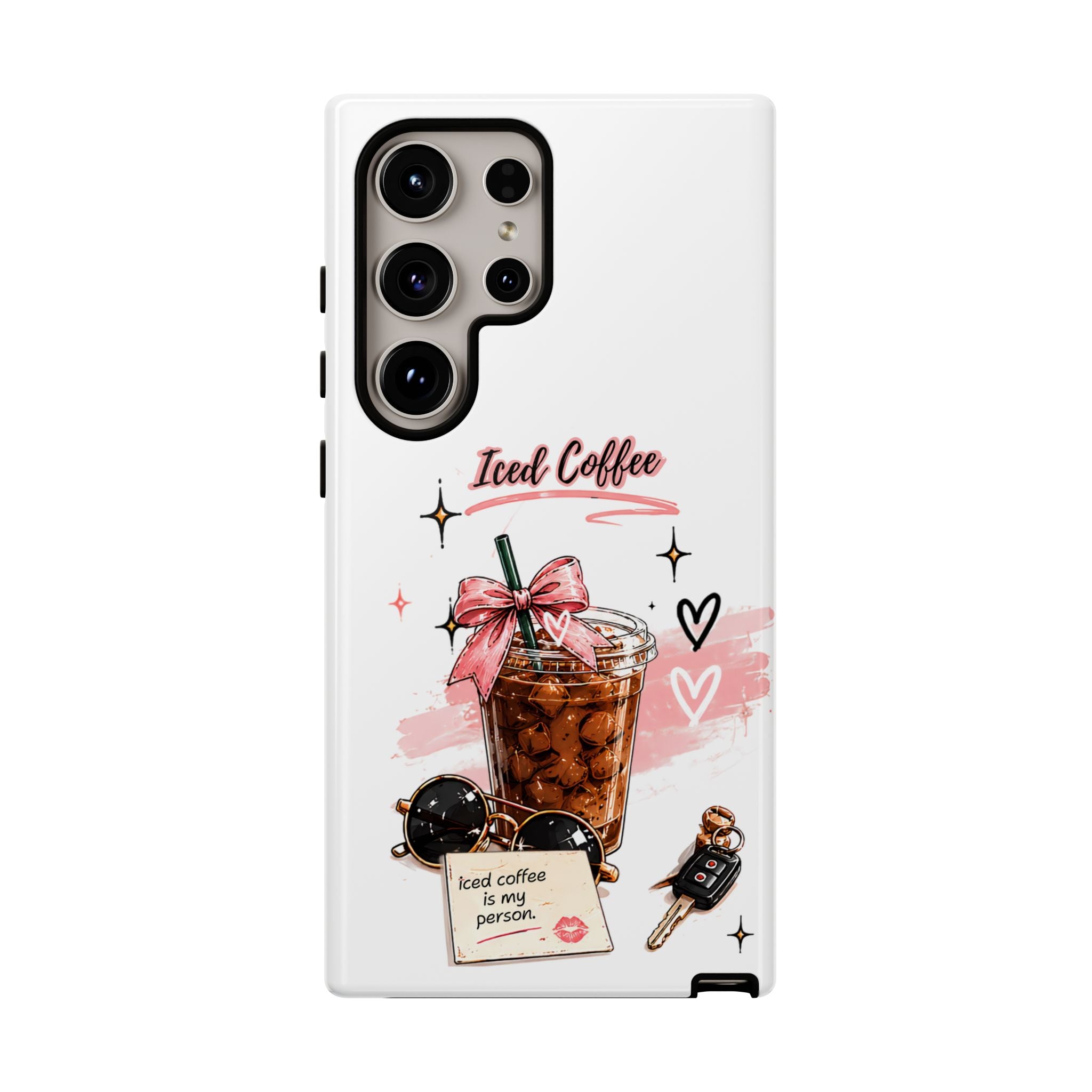 Iced Coffee Phone Case – Cute Pink Boba Design ("Iced coffee is my person")