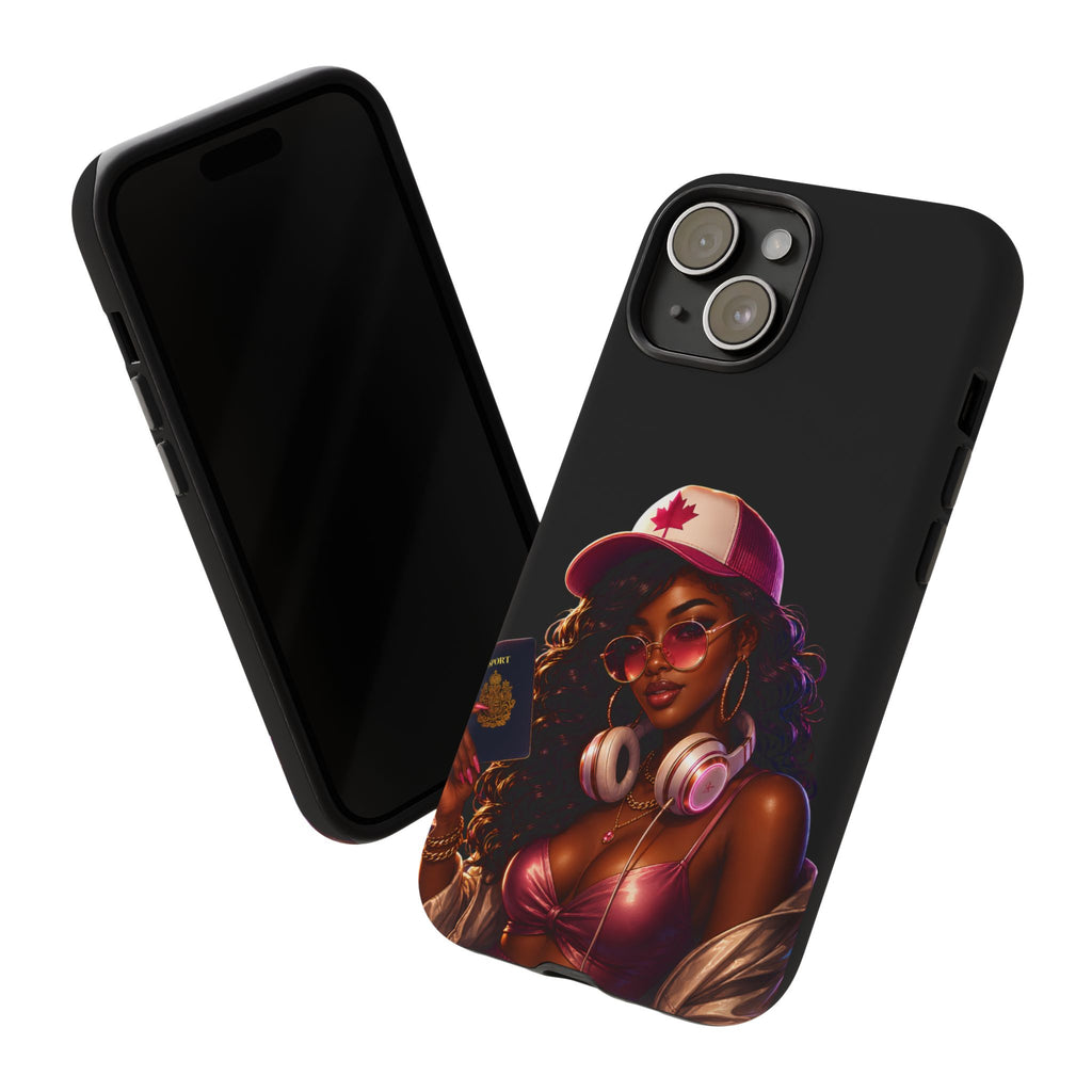 Phone Case - Cool Urban Woman with Headphones & Maple Hat