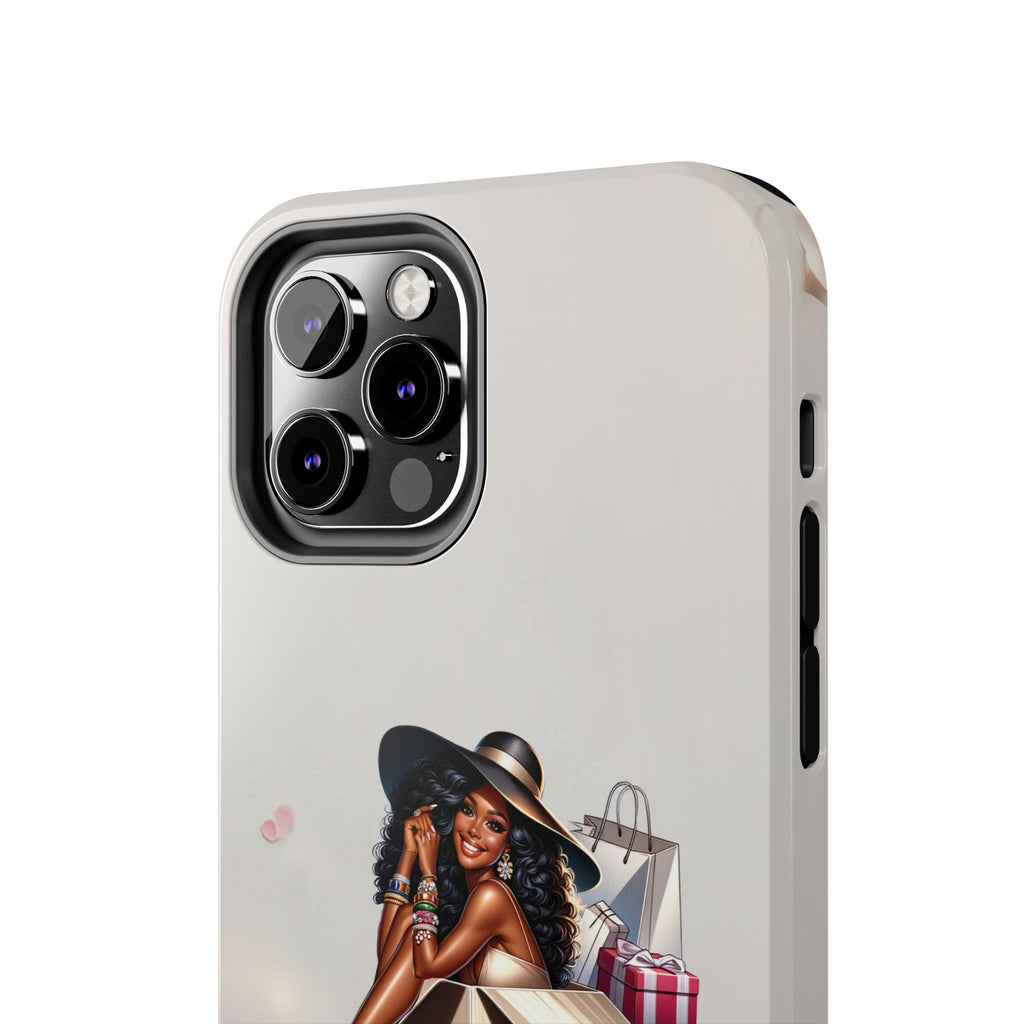Chic Shopper Tough Phone Case — Stylish Black Woman with Shopping Bags