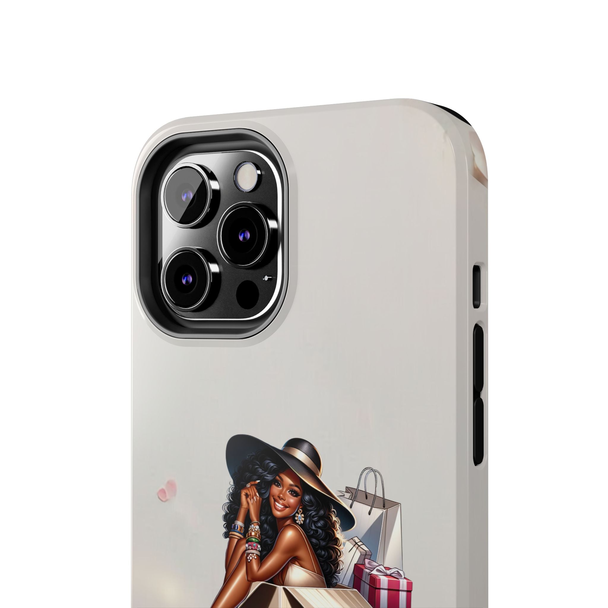 Chic Shopper Tough Phone Case — Stylish Black Woman with Shopping Bags