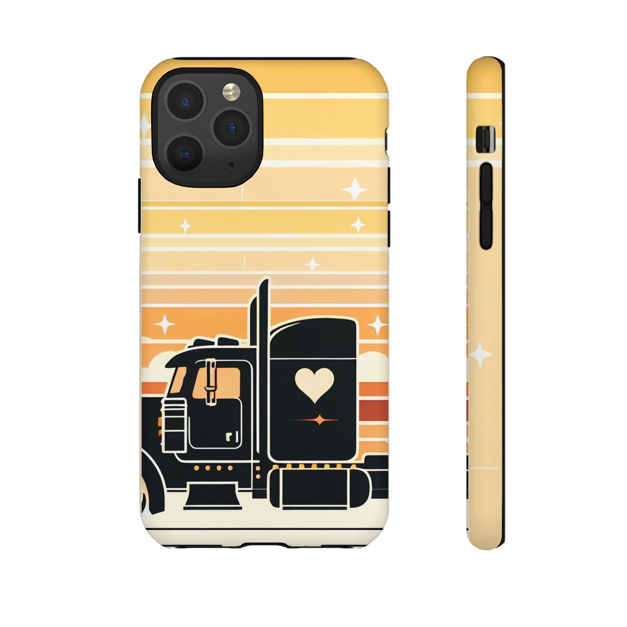 Trucker Heart Phone Case — Retro Semi Truck Protective Phone Cover
