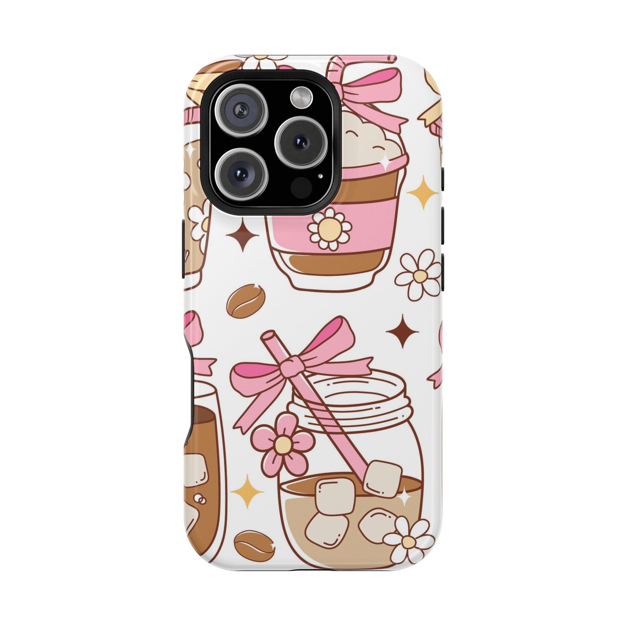Cute Pink Coffee & Latte Pattern Impact Phone Case
