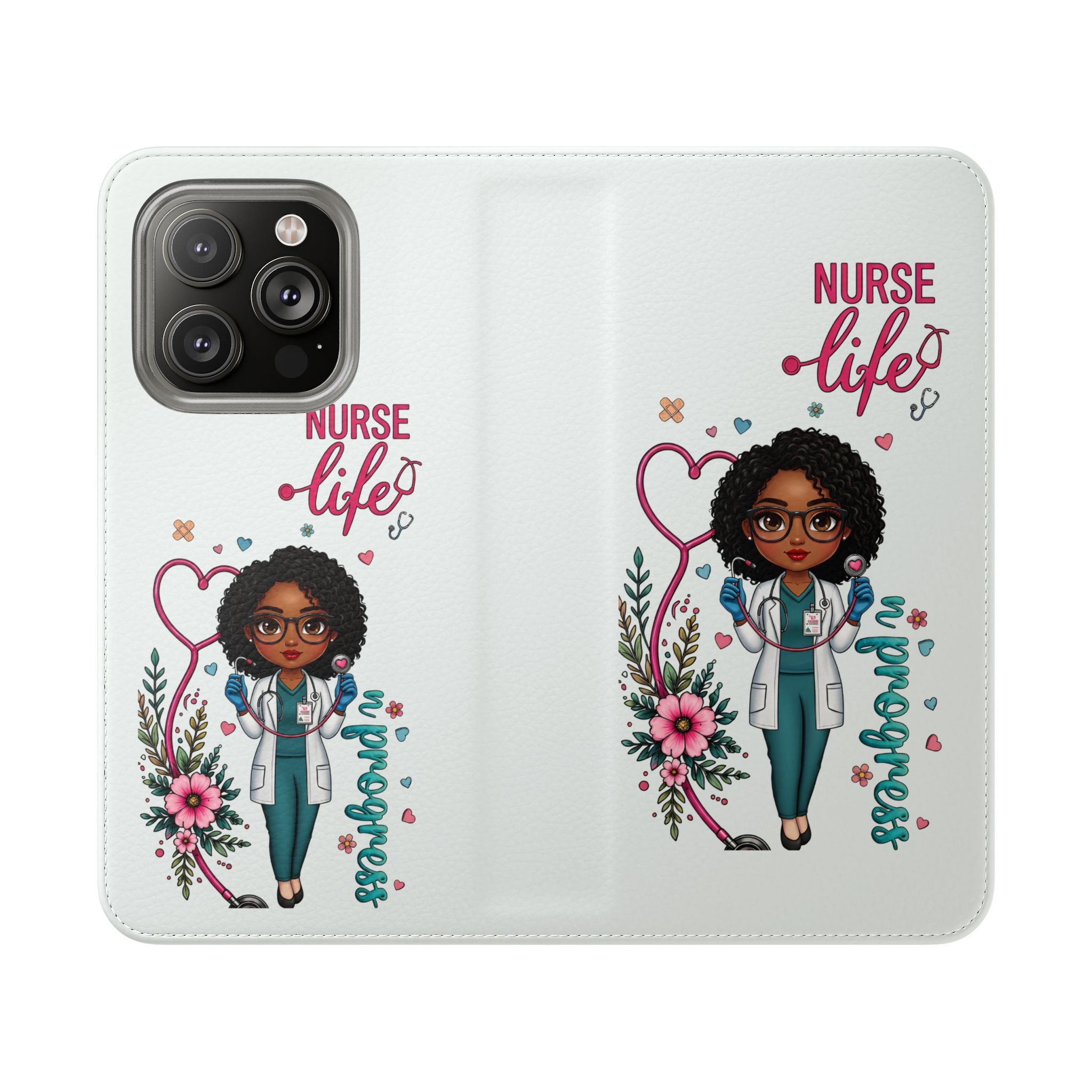 Nurse Life Floral Flip Phone Case - Medical RN Wallet Cover