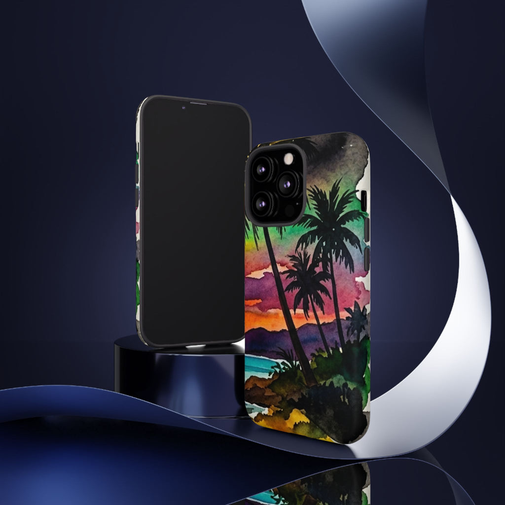 Tropical Sunset Phone Case – Palm Tree Beach Protective Cover