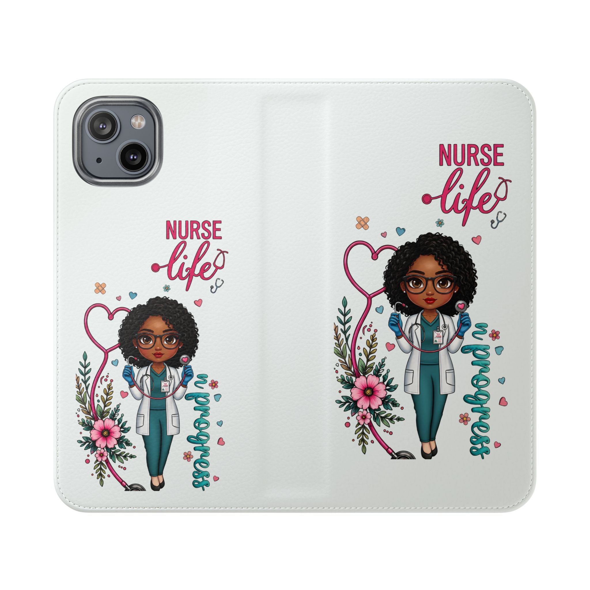Nurse Life Floral Flip Phone Case - Medical RN Wallet Cover