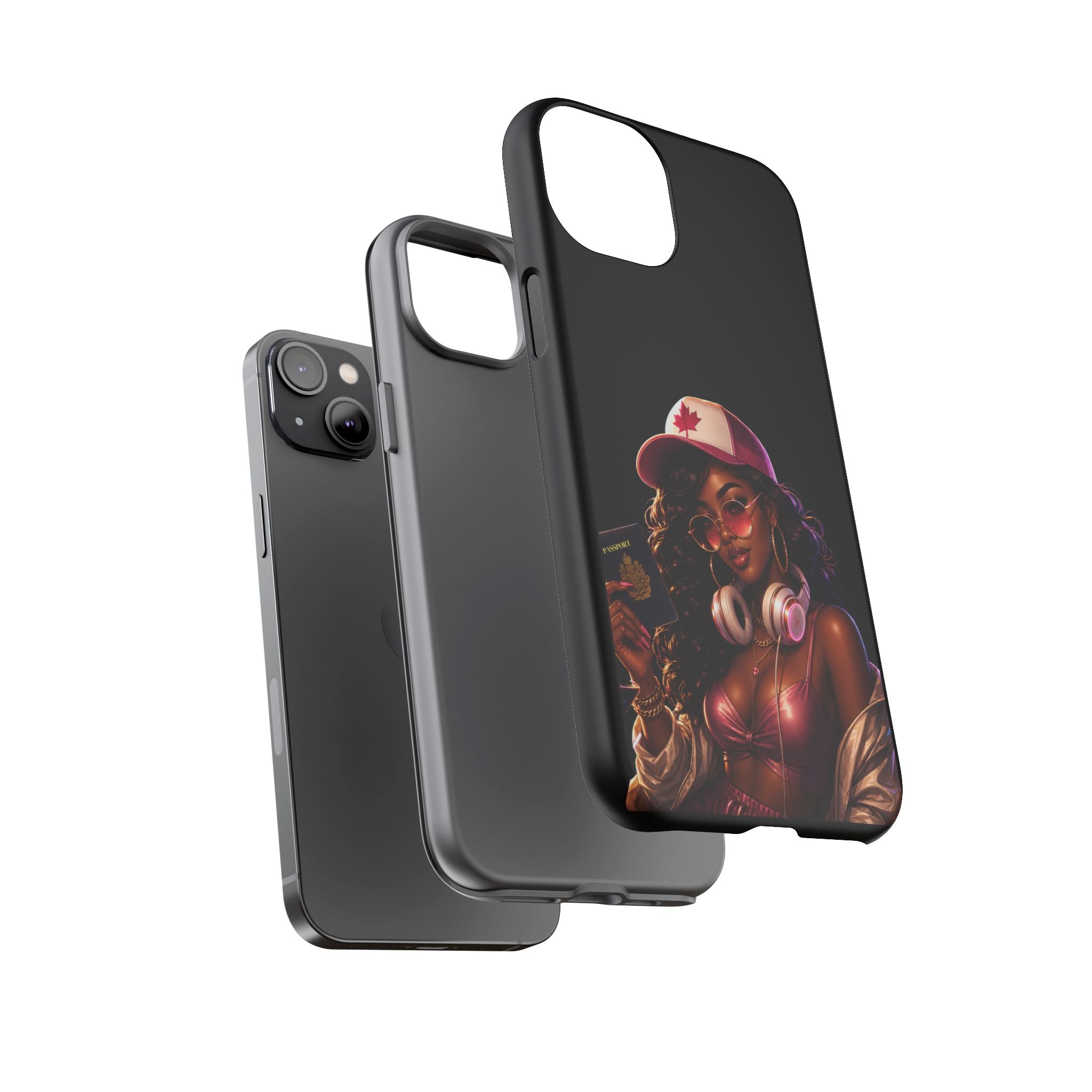 Phone Case — Stylish Urban Woman Design with Maple Cap