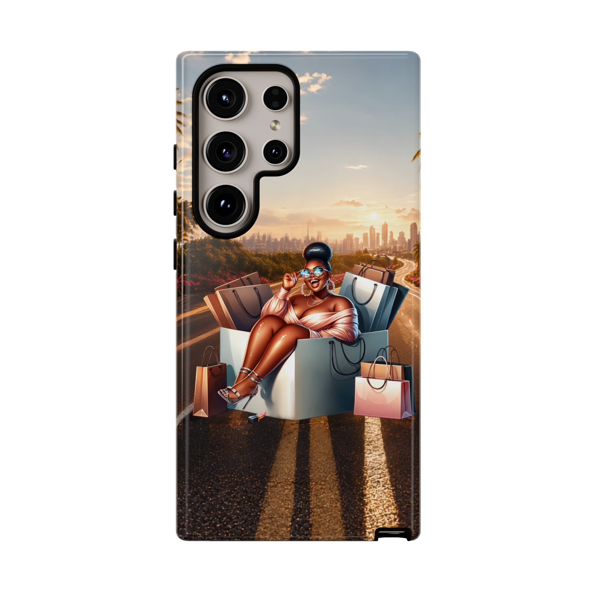 Phone Case — Chic Shopper Illustration on Cloud Background