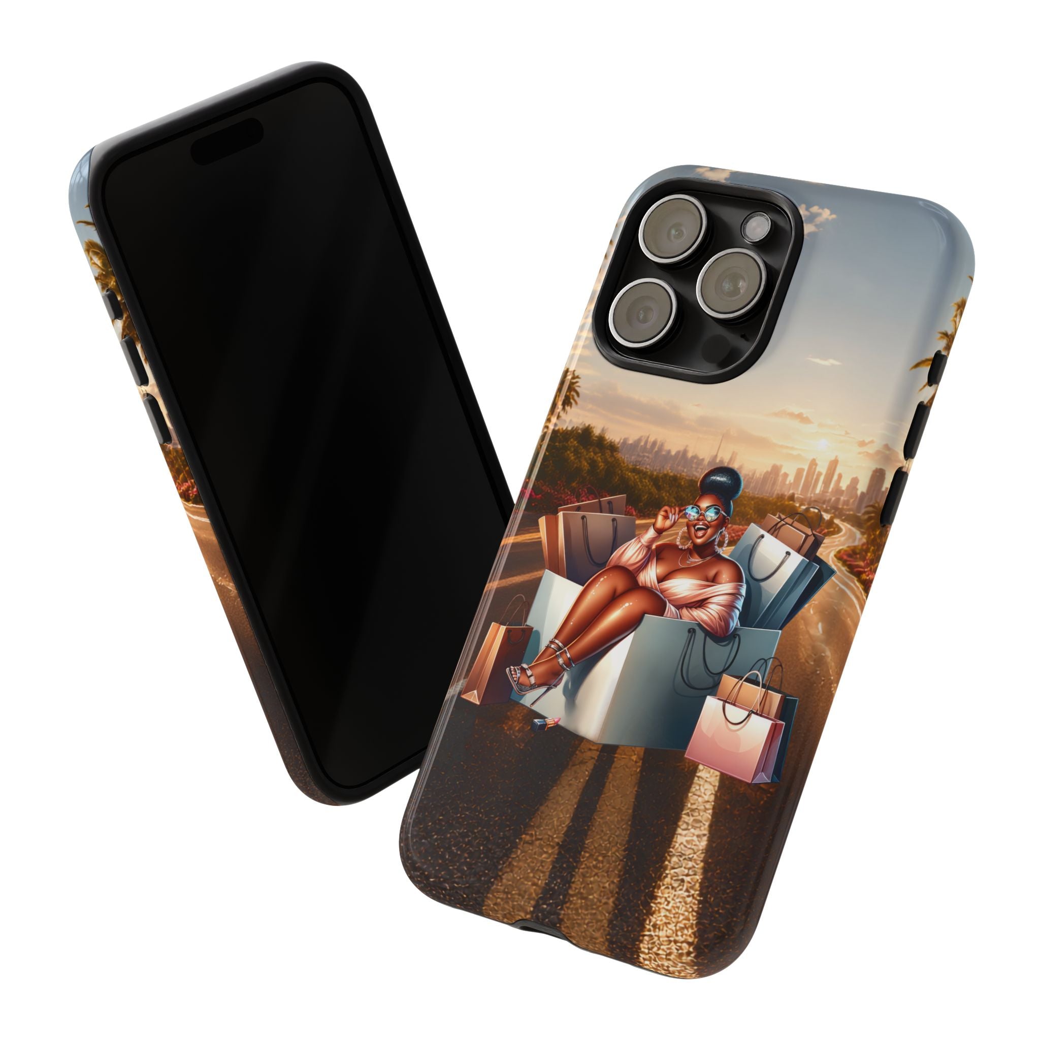 Phone Case — Chic Shopper Illustration on Cloud Background