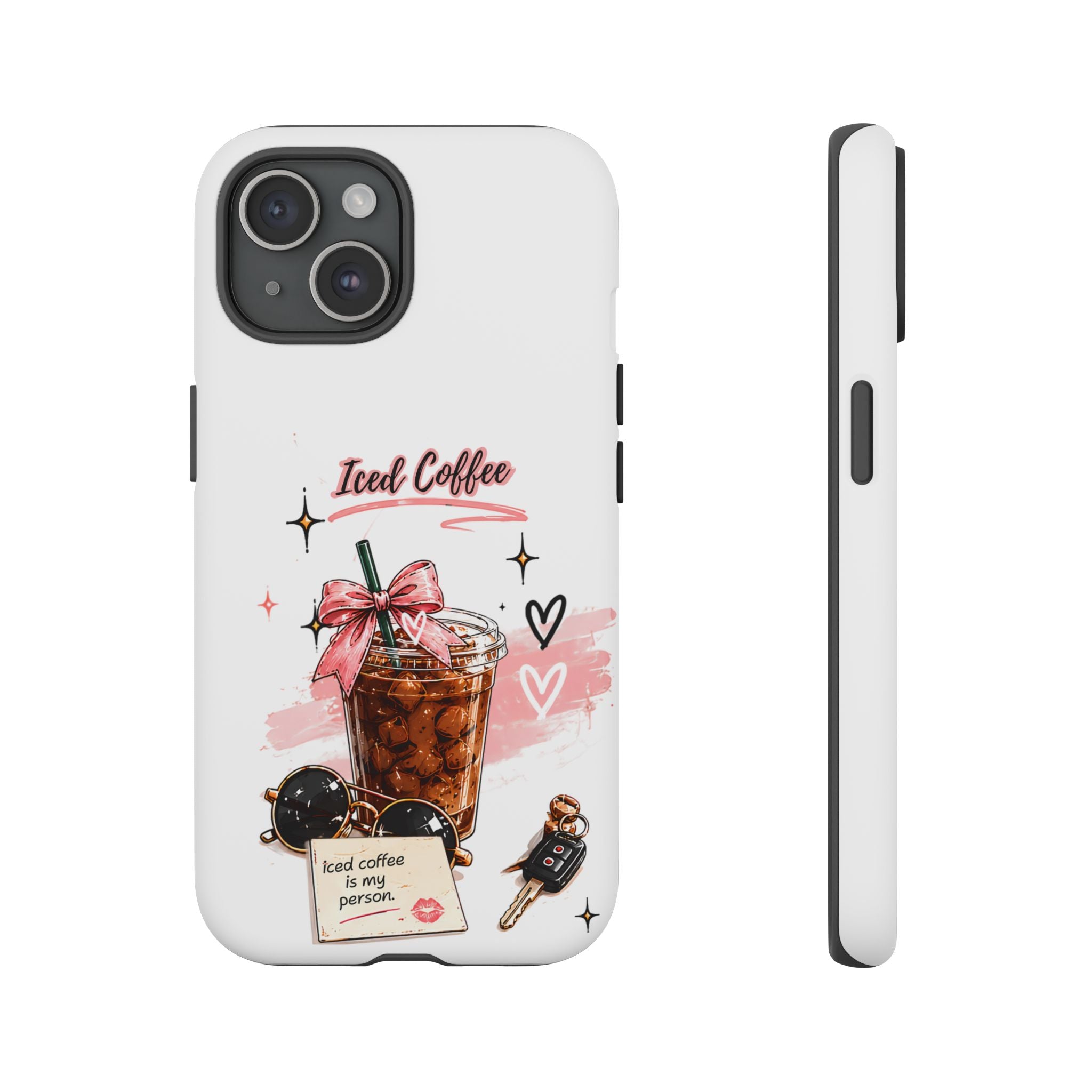 Iced Coffee Phone Case – Cute Pink Boba Design ("Iced coffee is my person")
