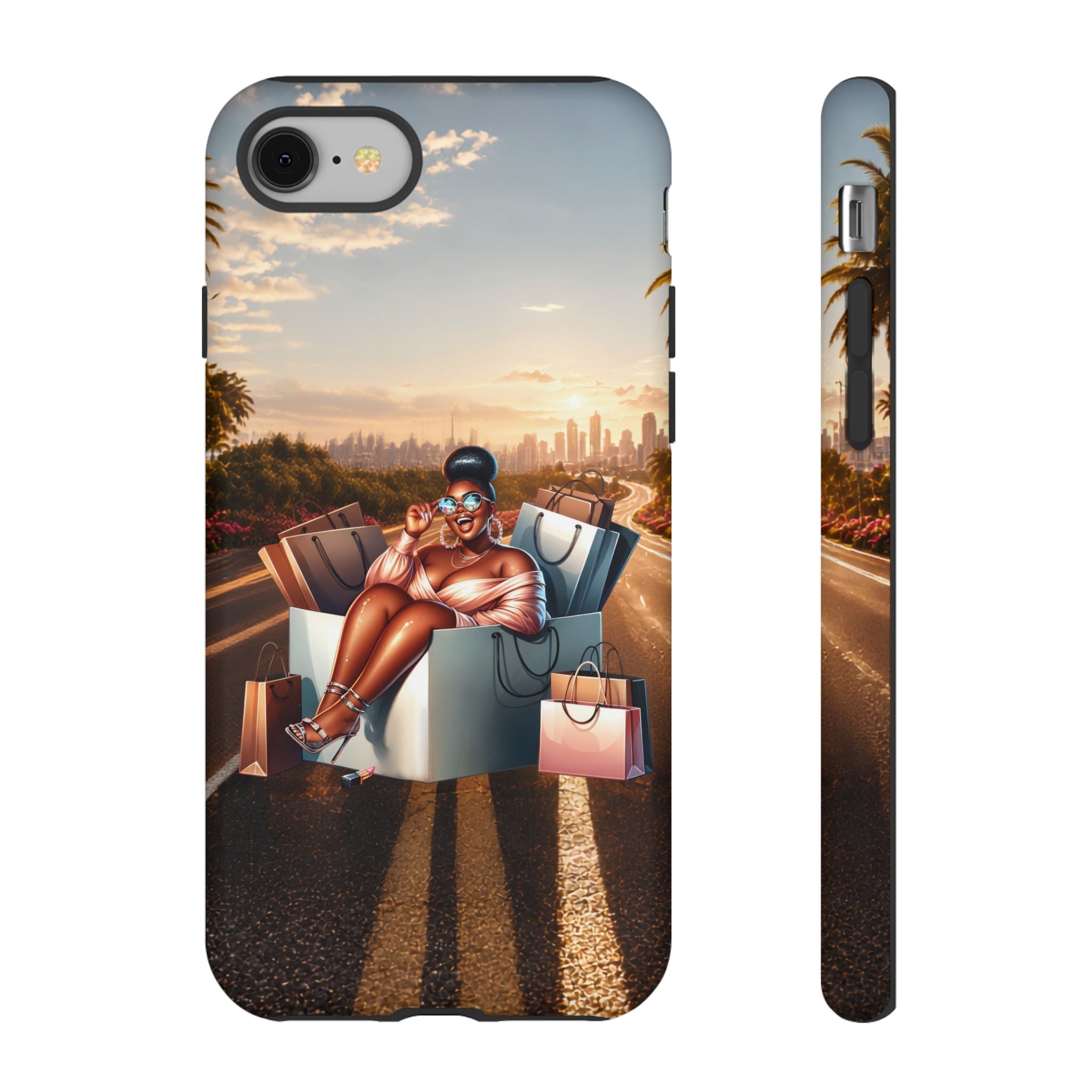 Phone Case — Chic Shopper Illustration on Cloud Background